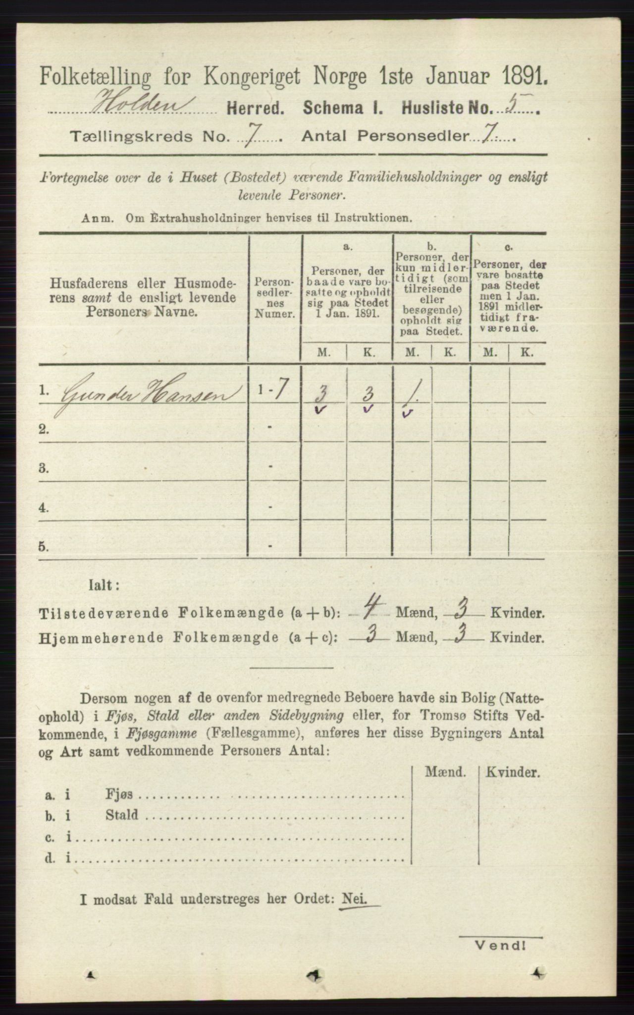 RA, Folketelling 1891 for 0819 Holla herred, 1891, s. 3224