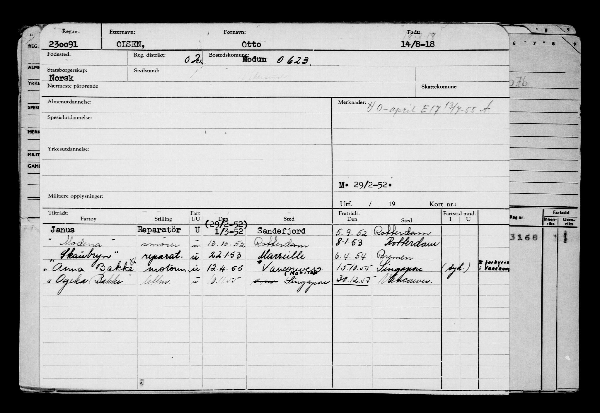 Direktoratet for sjømenn, AV/RA-S-3545/G/Gb/L0161: Hovedkort, 1918, s. 303