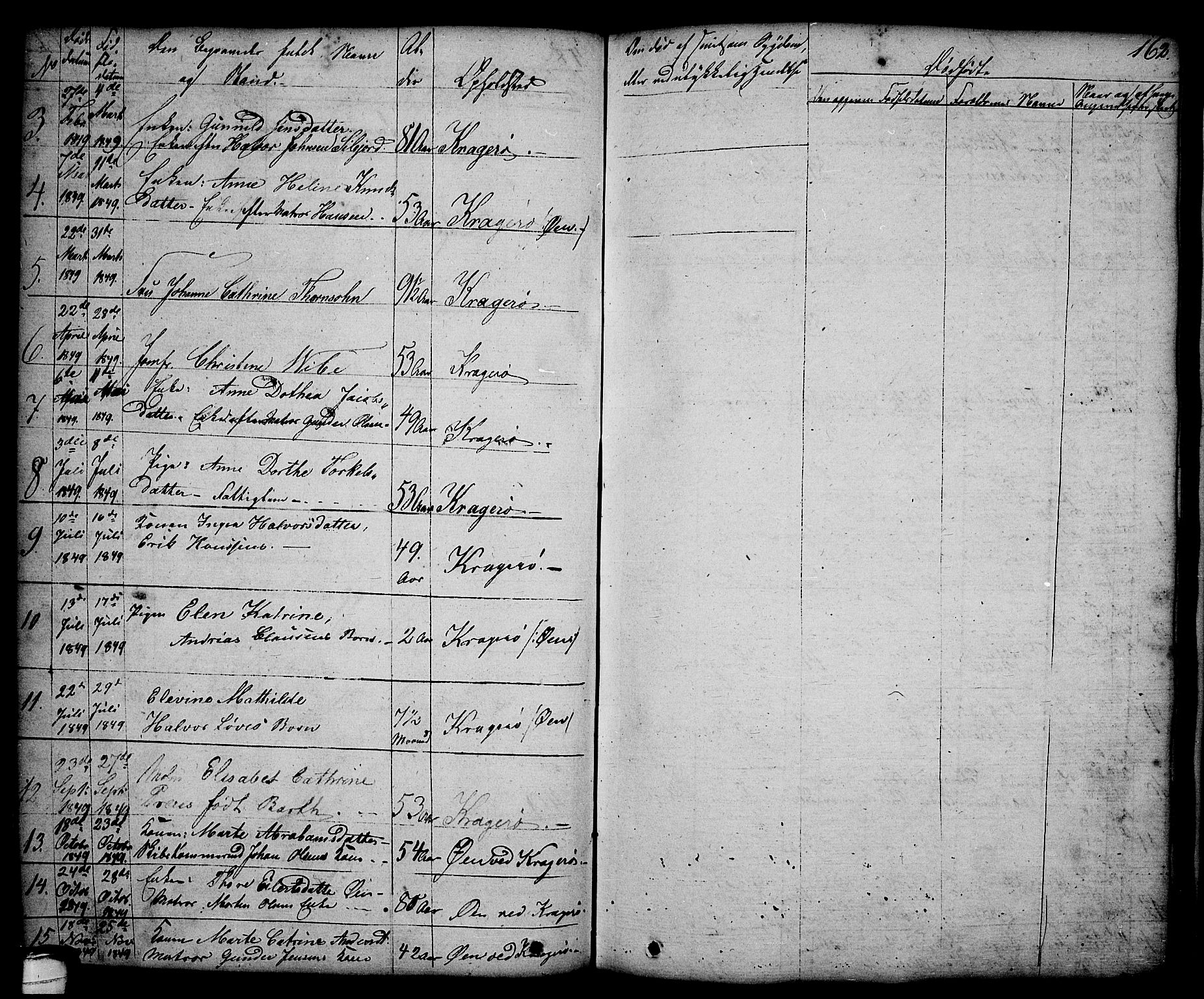 Kragerø kirkebøker, AV/SAKO-A-278/G/Ga/L0003: Klokkerbok nr. 3, 1832-1852, s. 162