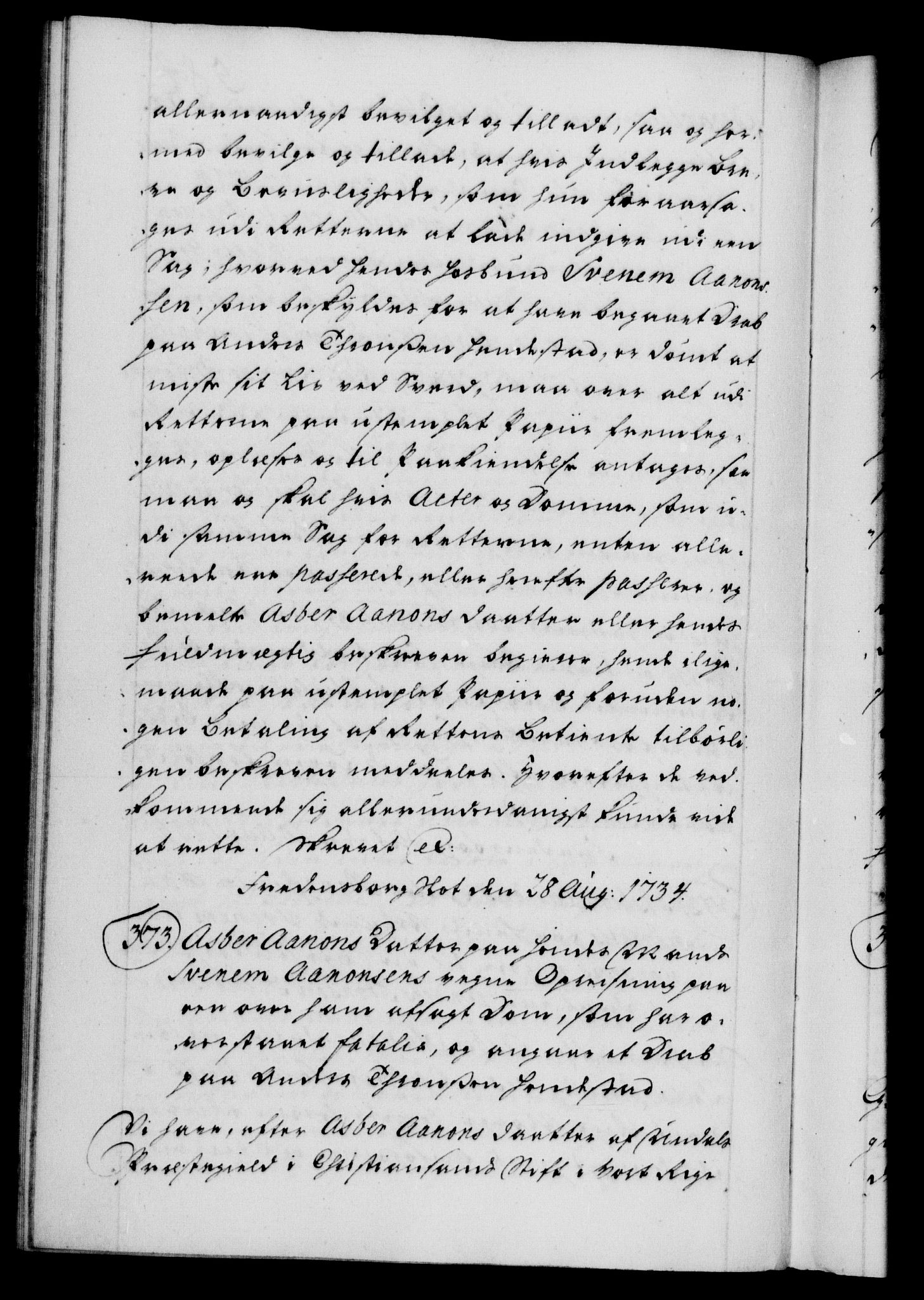 Danske Kanselli 1572-1799, AV/RA-EA-3023/F/Fc/Fca/Fcaa/L0028: Norske registre, 1733-1734, s. 584b