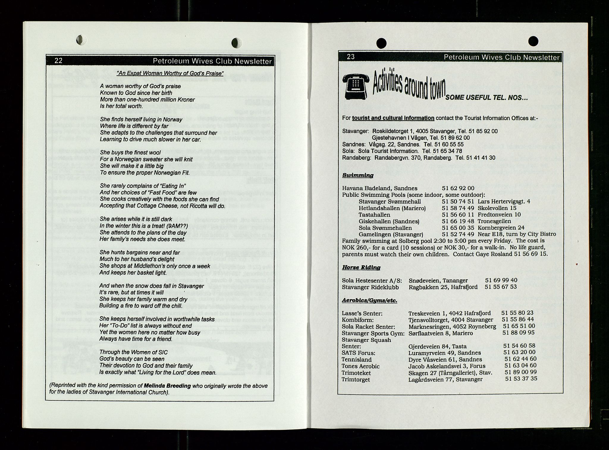 PA 1547 - Petroleum Wives Club, AV/SAST-A-101974/X/Xa/L0004: Newsletter, 1995-1997