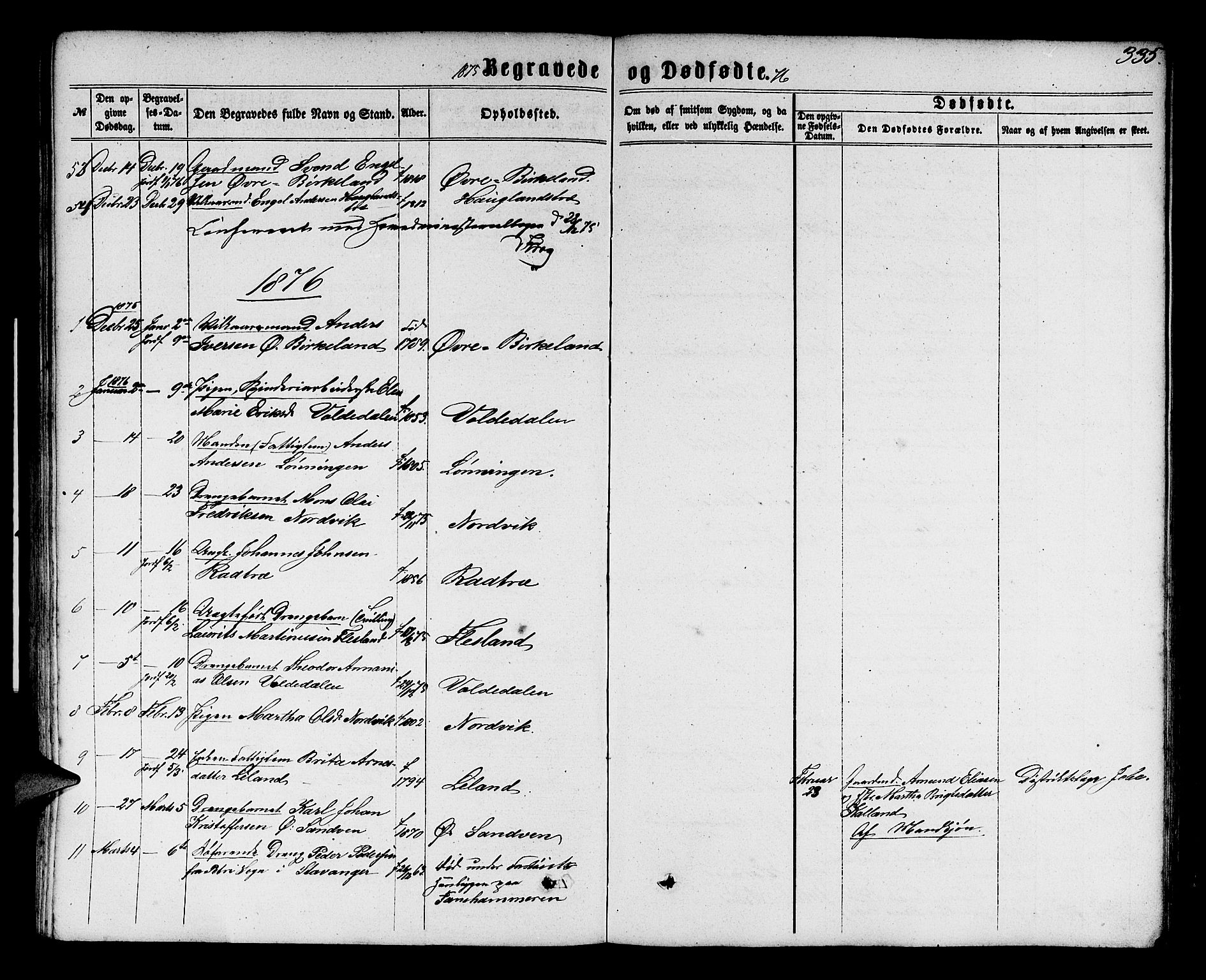 Fana Sokneprestembete, AV/SAB-A-75101/H/Hab/Habb/L0003: Klokkerbok nr. B 3, 1861-1888, s. 335