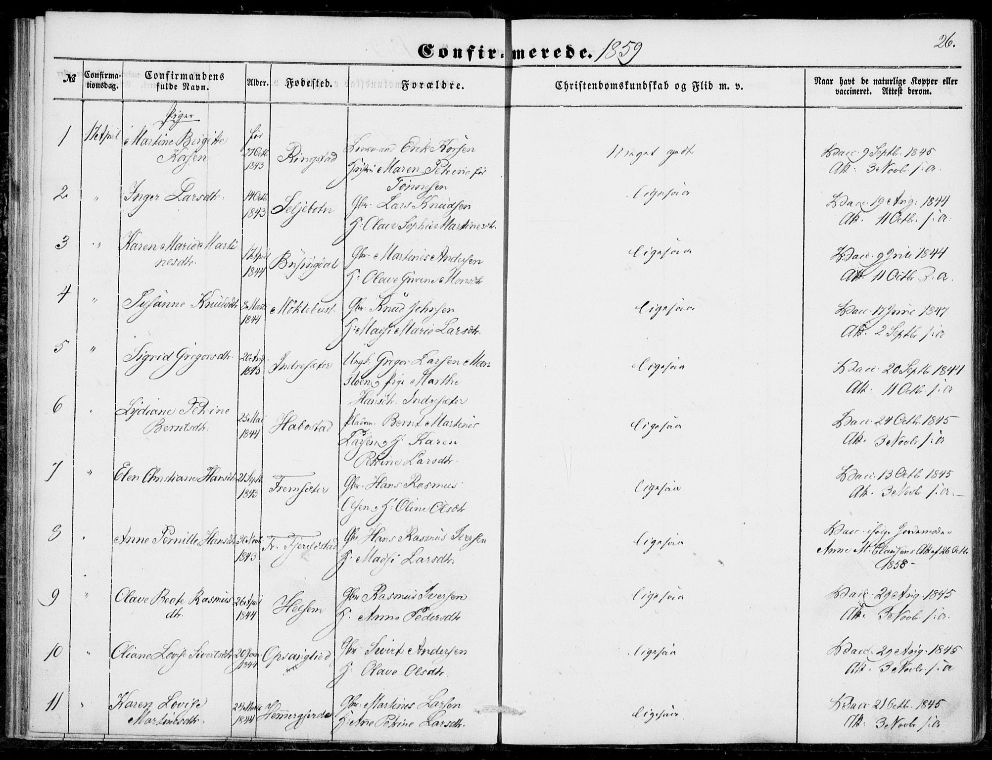 Ministerialprotokoller, klokkerbøker og fødselsregistre - Møre og Romsdal, AV/SAT-A-1454/520/L0281: Ministerialbok nr. 520A10, 1851-1881, s. 26