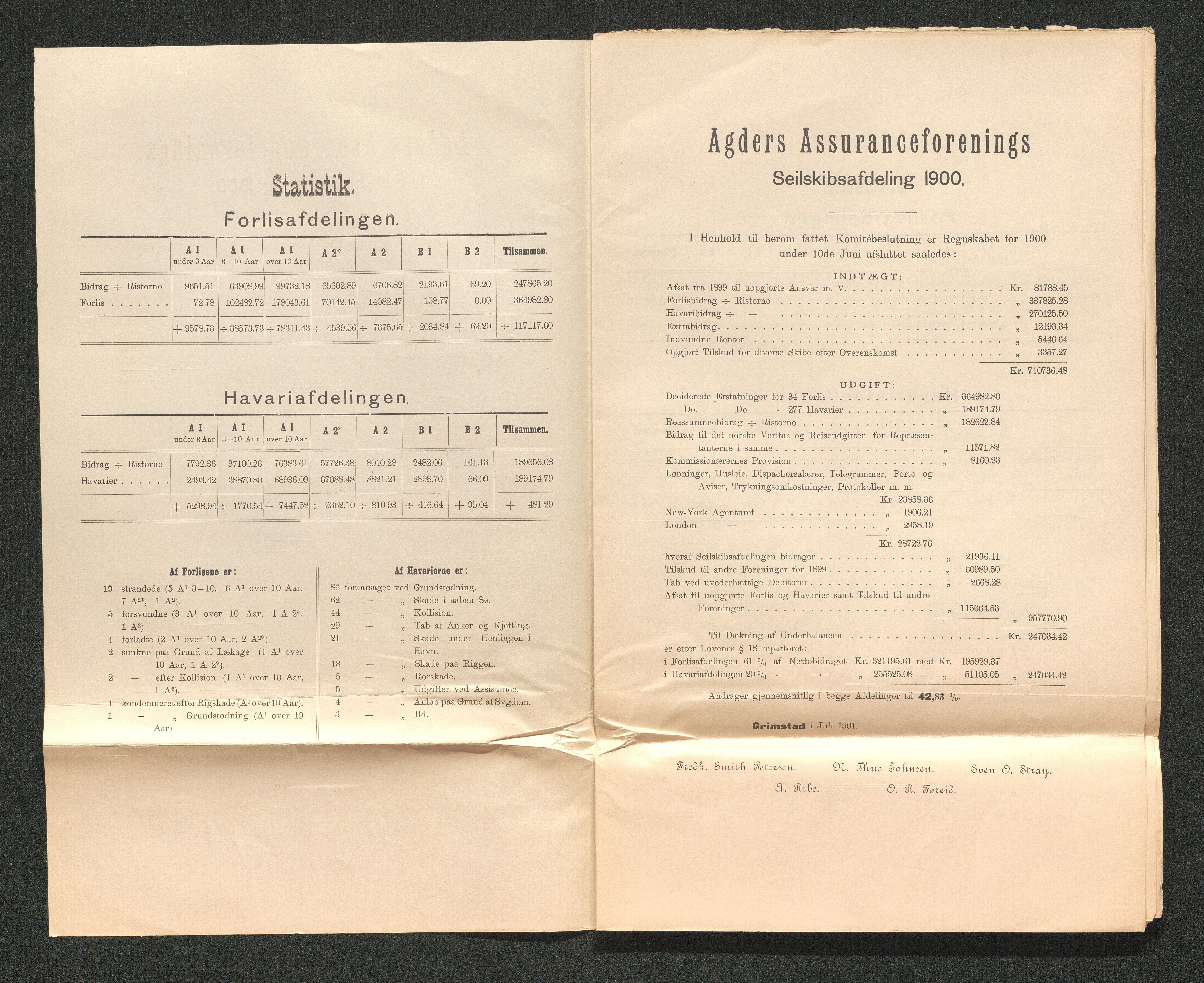 Agders Gjensidige Assuranceforening, AAKS/PA-1718/05/L0003: Regnskap, seilavdeling, pakkesak, 1890-1912