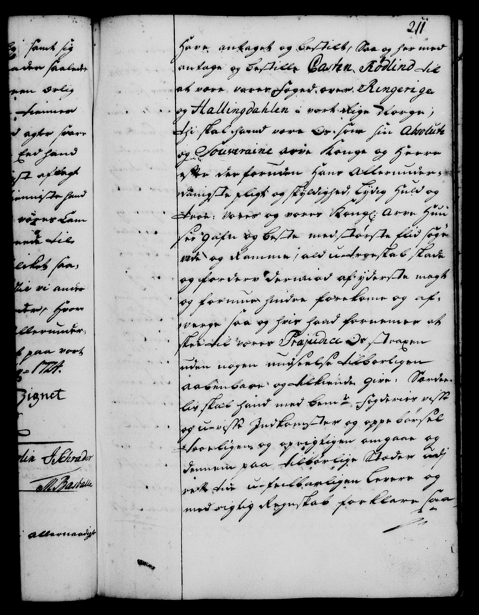 Rentekammeret, Kammerkanselliet, RA/EA-3111/G/Gg/Gge/L0001: Norsk bestallingsprotokoll med register (merket RK 53.25), 1720-1730, s. 211