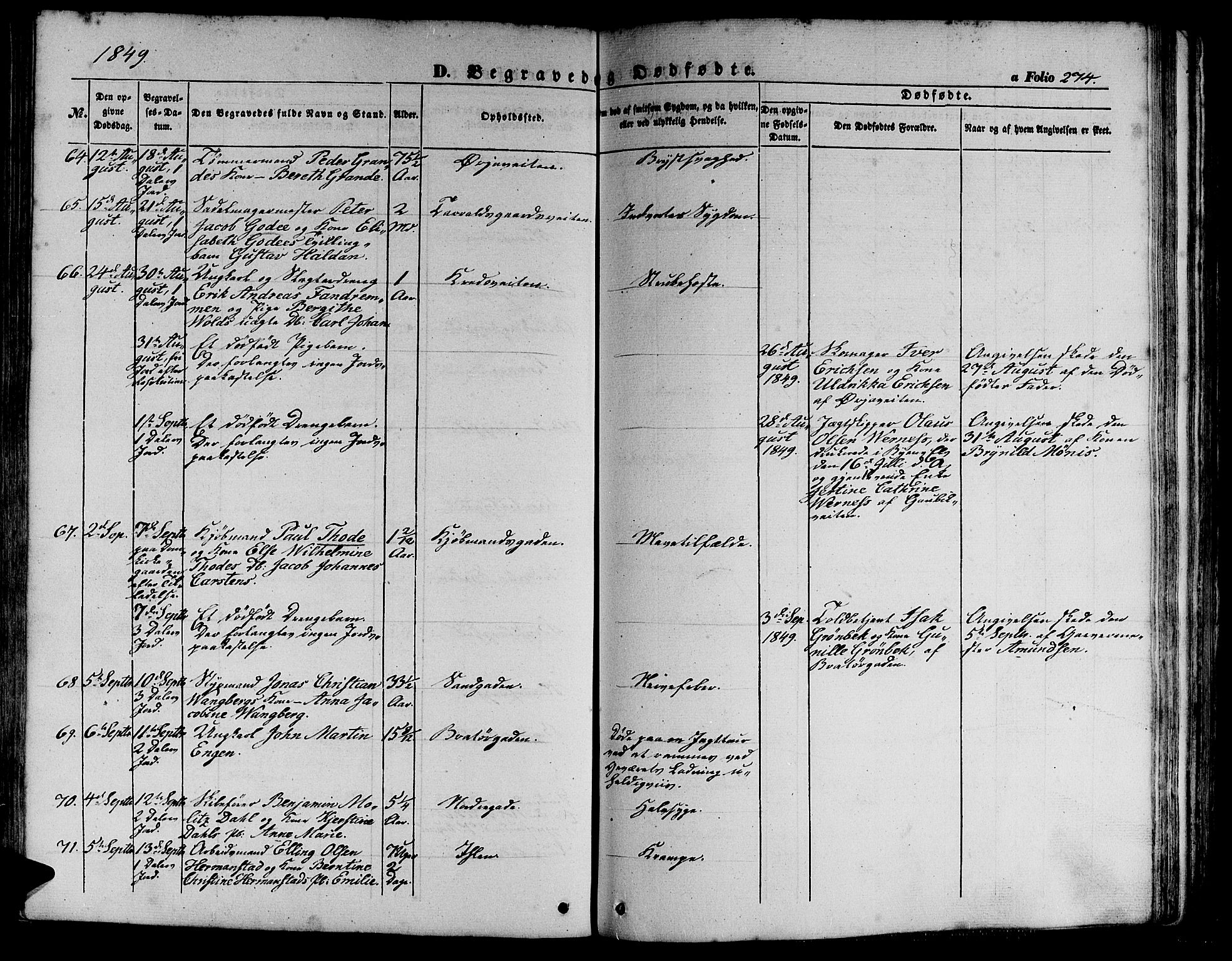 Ministerialprotokoller, klokkerbøker og fødselsregistre - Sør-Trøndelag, AV/SAT-A-1456/602/L0137: Klokkerbok nr. 602C05, 1846-1856, s. 274