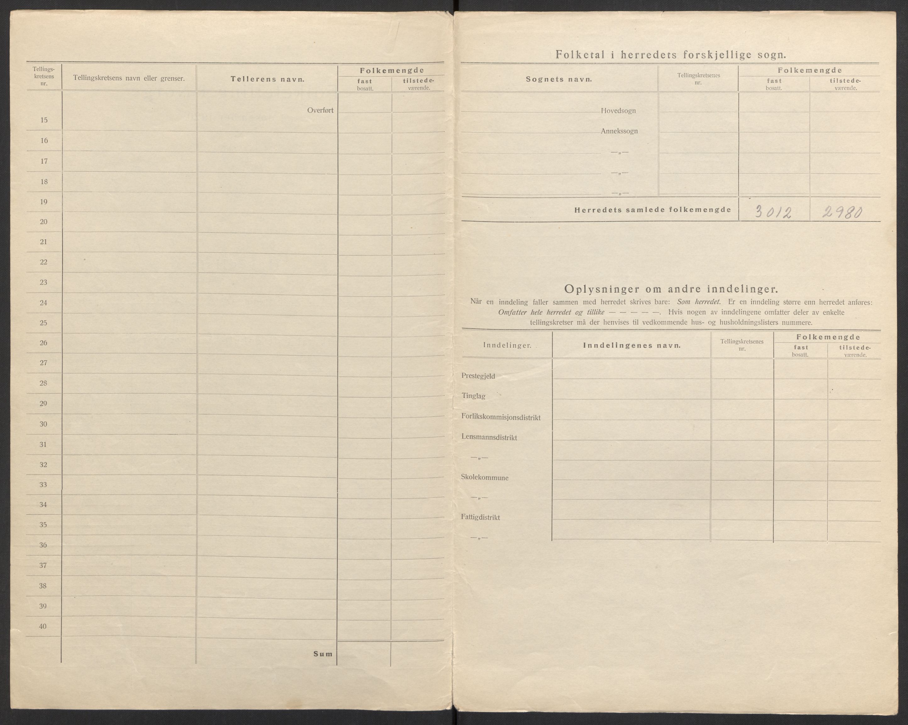 SAH, Folketelling 1920 for 0519 Sør-Fron herred, 1920, s. 4