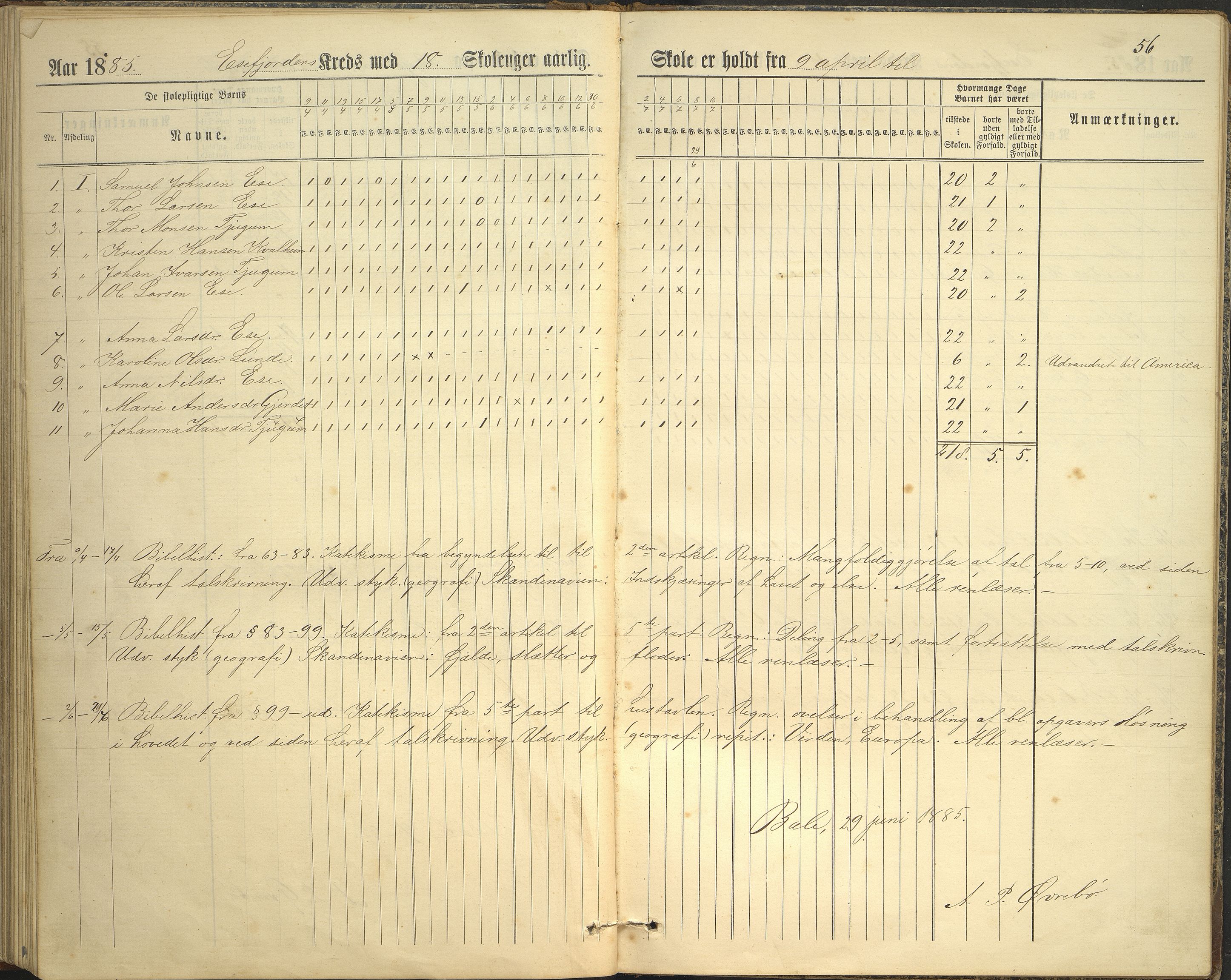 Balestrand kommune. Grøneng skule/Esefjorden skulekrins, VLFK/K-14180.520.07/543/L0001: dagbok for Esefjorden skulekrins, 1882-1905, s. 56