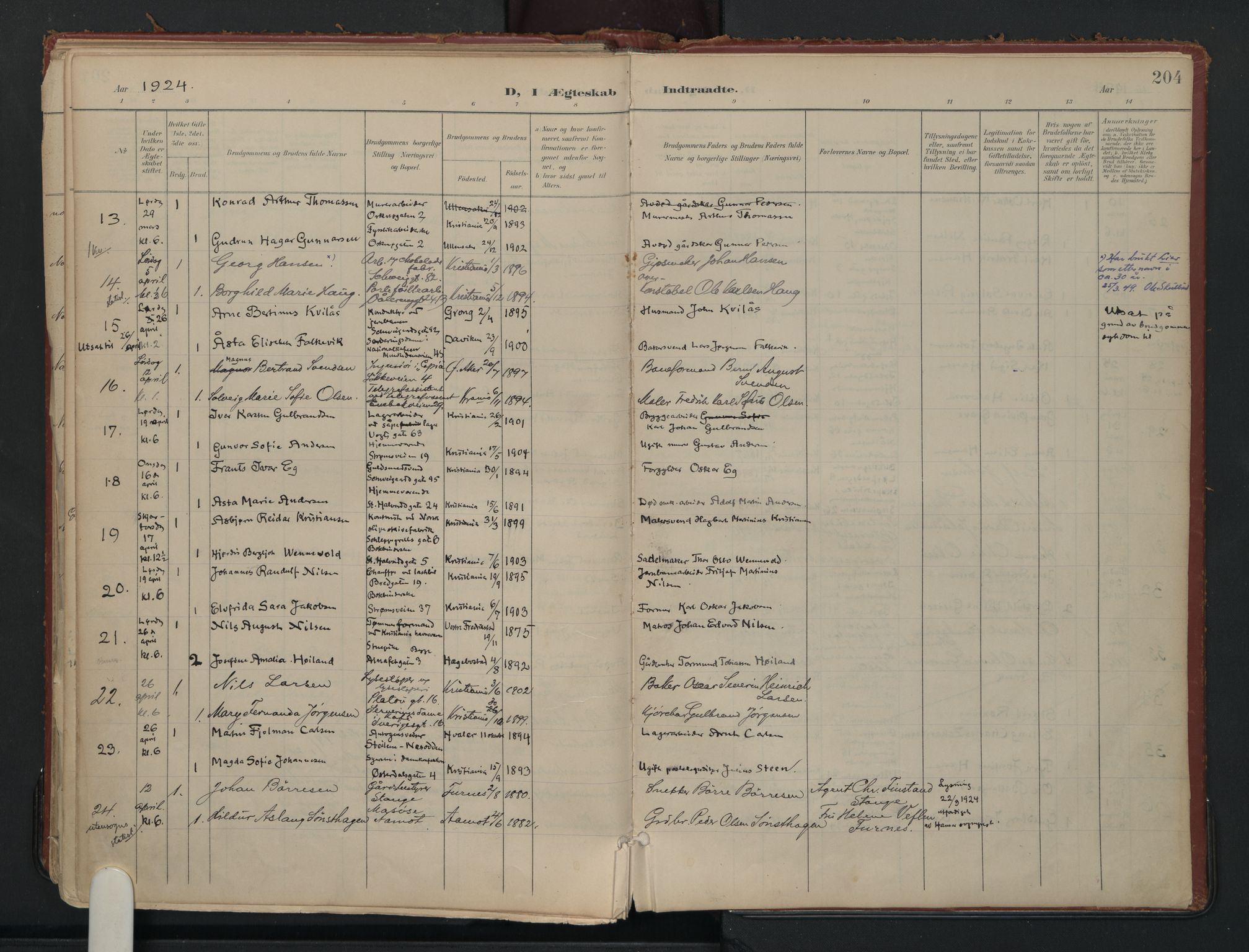 Vålerengen prestekontor Kirkebøker, AV/SAO-A-10878/F/Fa/L0002: Ministerialbok nr. 2, 1899-1924, s. 204