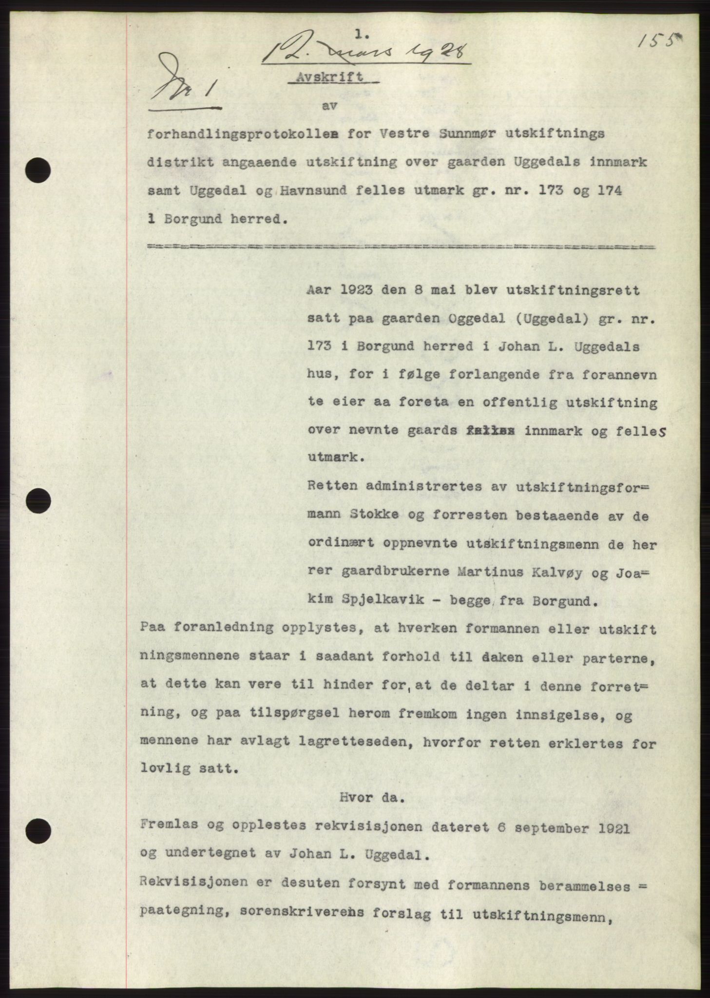 Nordre Sunnmøre sorenskriveri, SAT/A-0006/1/2/2C/2Ca/L0041: Pantebok nr. 41, 1928-1928, Tingl.dato: 12.03.1928