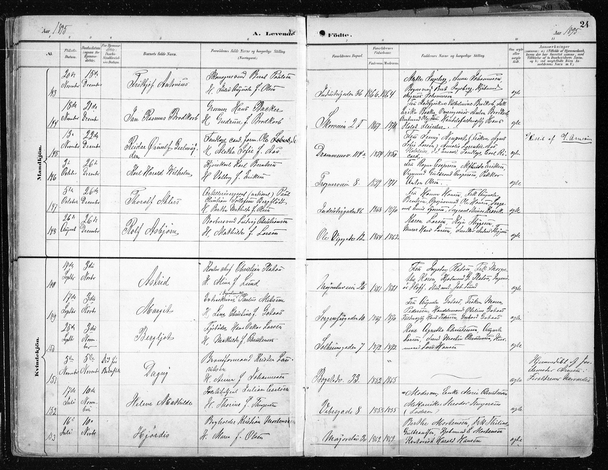 Uranienborg prestekontor Kirkebøker, AV/SAO-A-10877/F/Fa/L0005: Ministerialbok nr. I 5, 1895-1907, s. 24