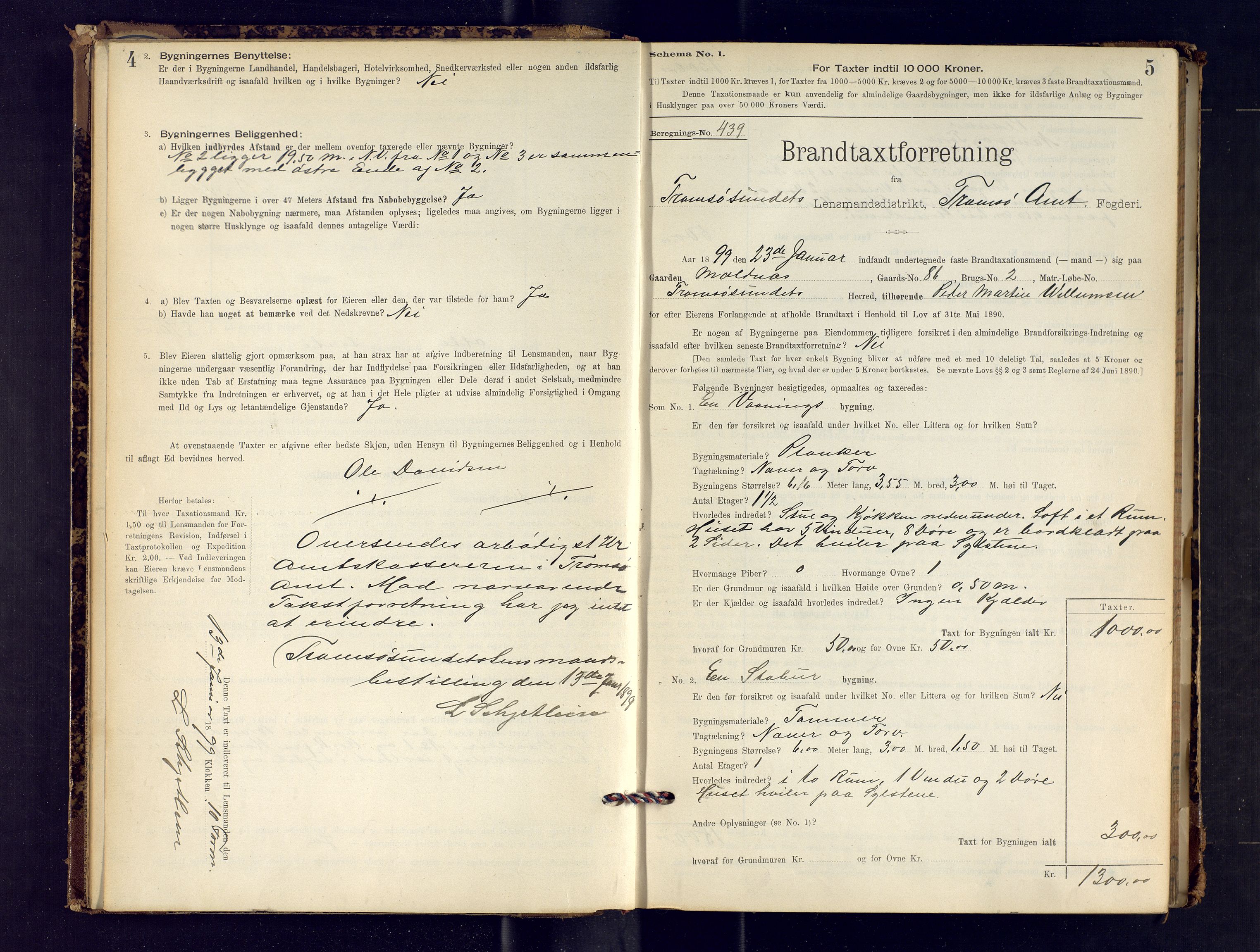 Tromsøysund lensmannskontor, SATØ/SATØ-12/F/Fs/Fsb/L0735: Branntakstprotokoll (S). Med register, 1898-1903, s. 4-5