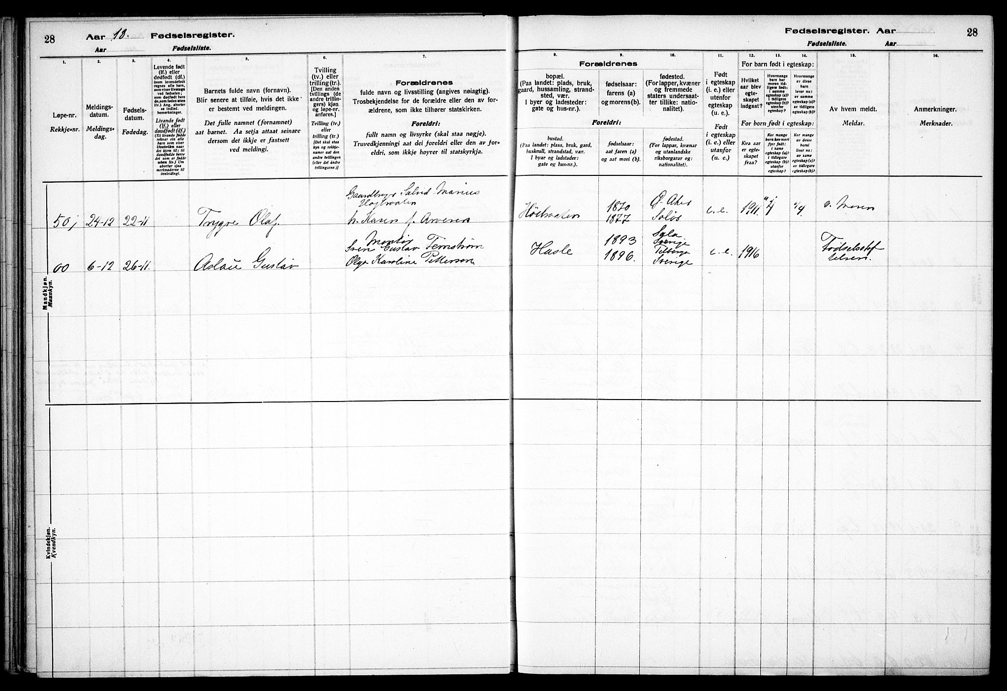 Østre Aker prestekontor Kirkebøker, SAO/A-10840/J/Jb/L0001: Fødselsregister nr. II 1, 1916-1932, s. 28