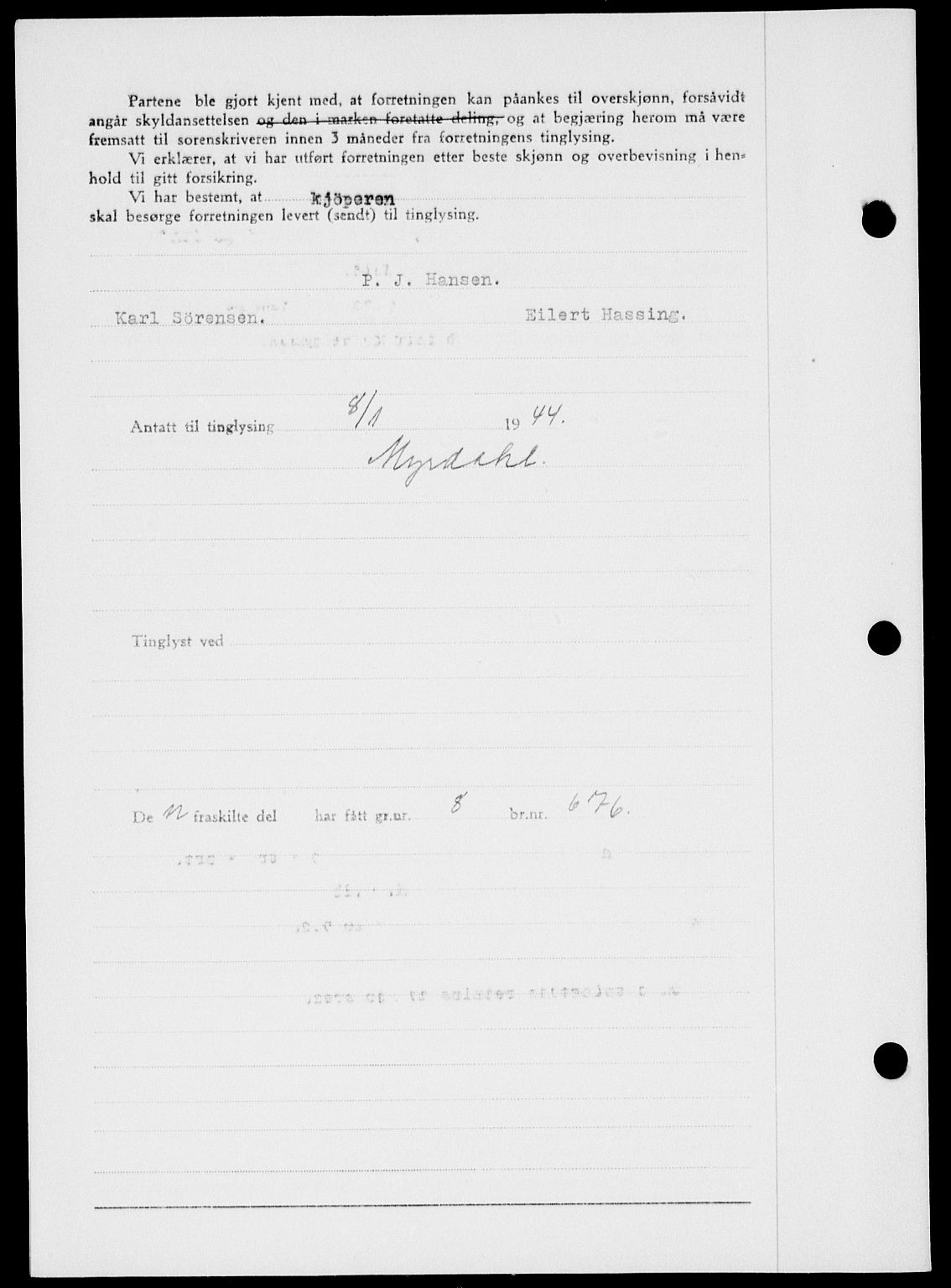 Onsøy sorenskriveri, SAO/A-10474/G/Ga/Gab/L0011: Pantebok nr. II A-12, 1944-1944
