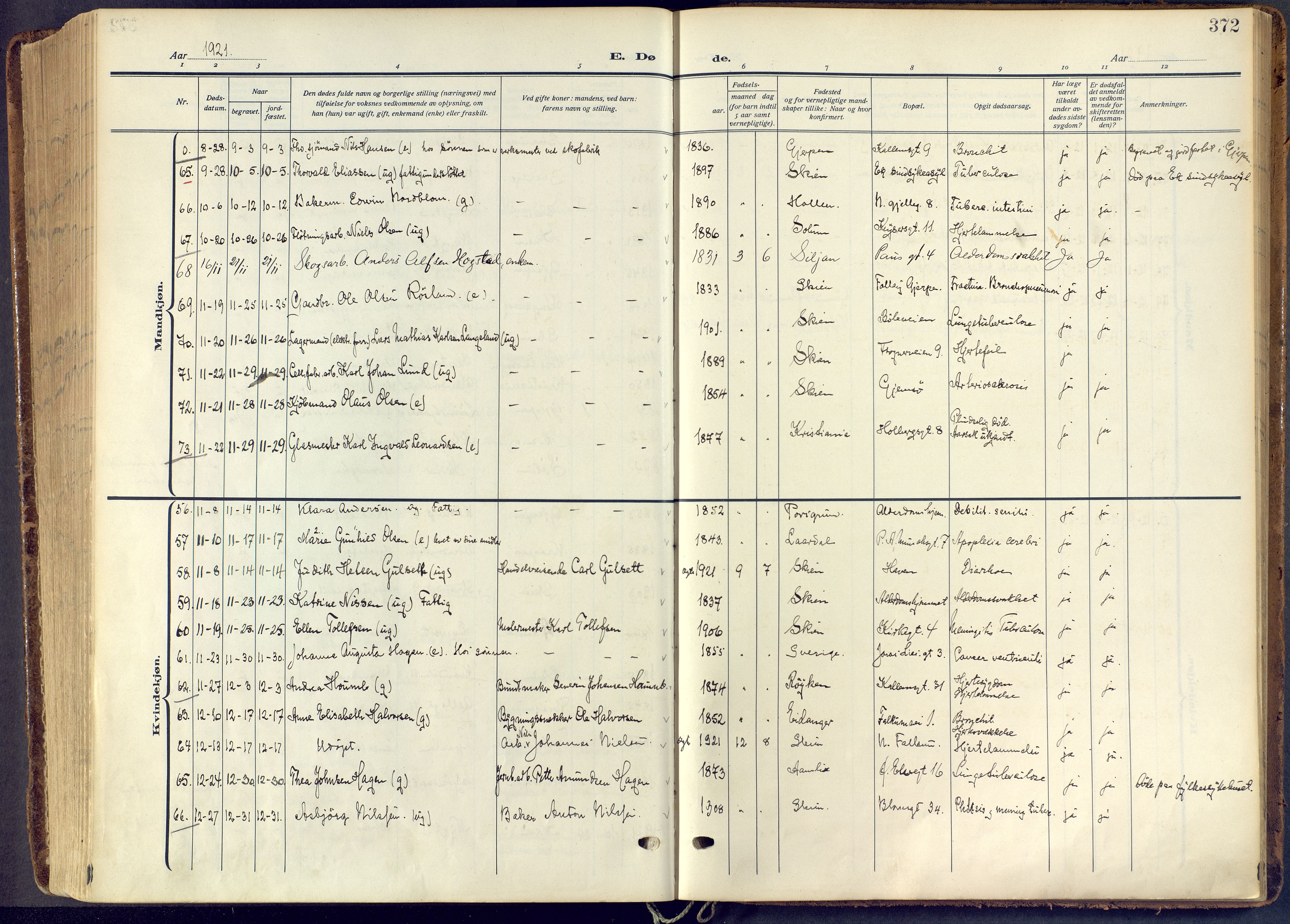 Skien kirkebøker, SAKO/A-302/F/Fa/L0013: Ministerialbok nr. 13, 1915-1921, s. 372