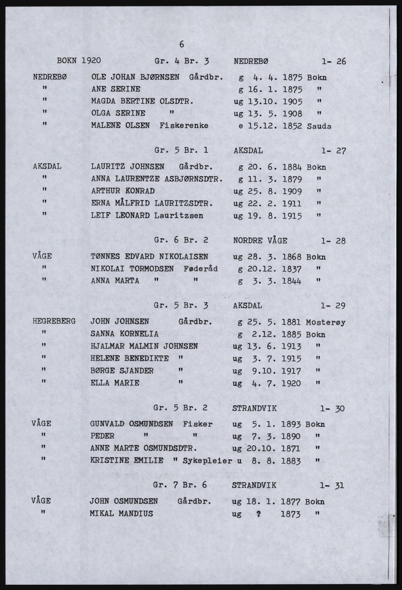 SAST, Avskrift av folketellingen 1920 for Ryfylkeøyene, 1920, s. 14