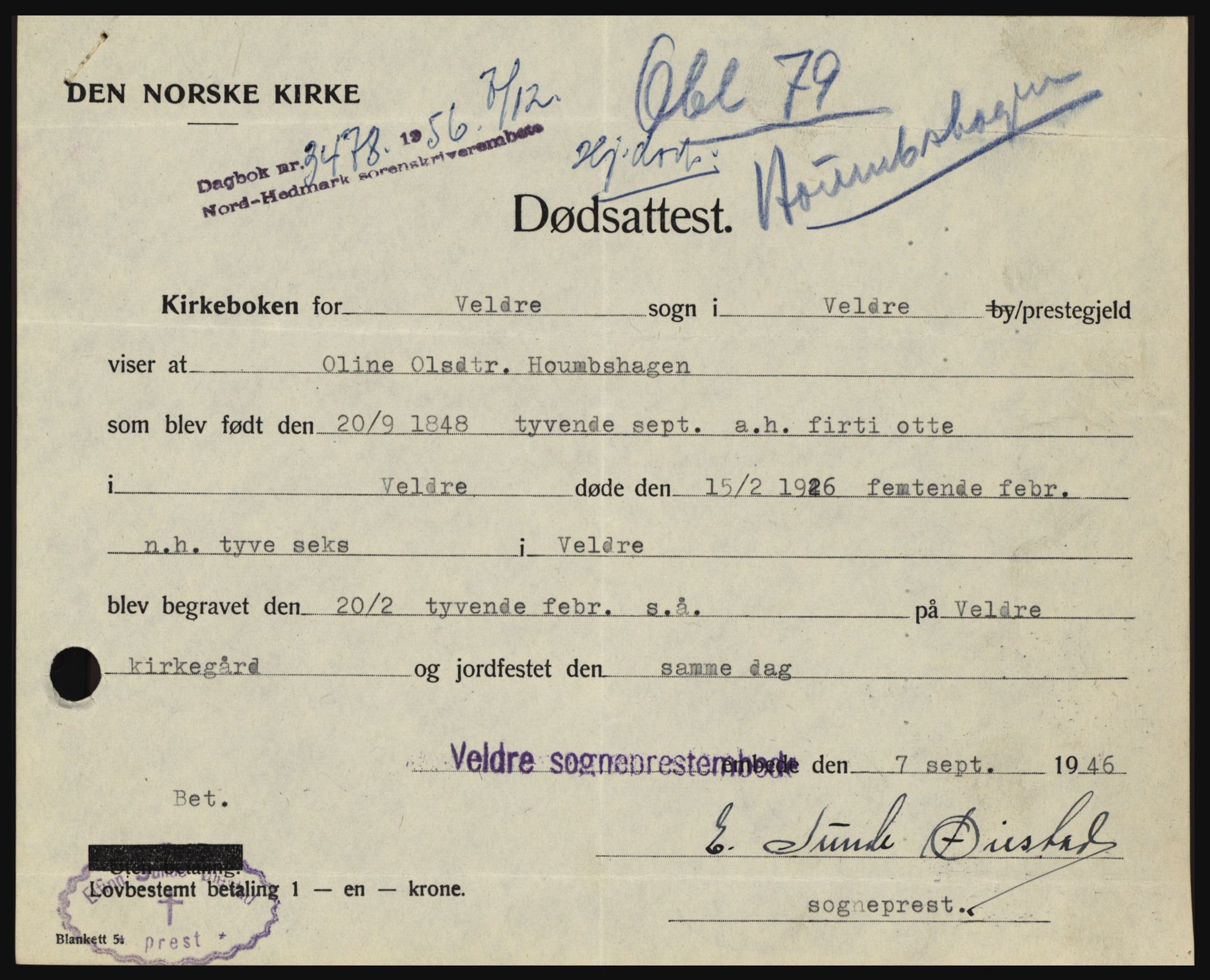 Nord-Hedmark sorenskriveri, SAH/TING-012/H/Hc/L0011: Pantebok nr. 11, 1956-1957, Dagboknr: 3478/1956