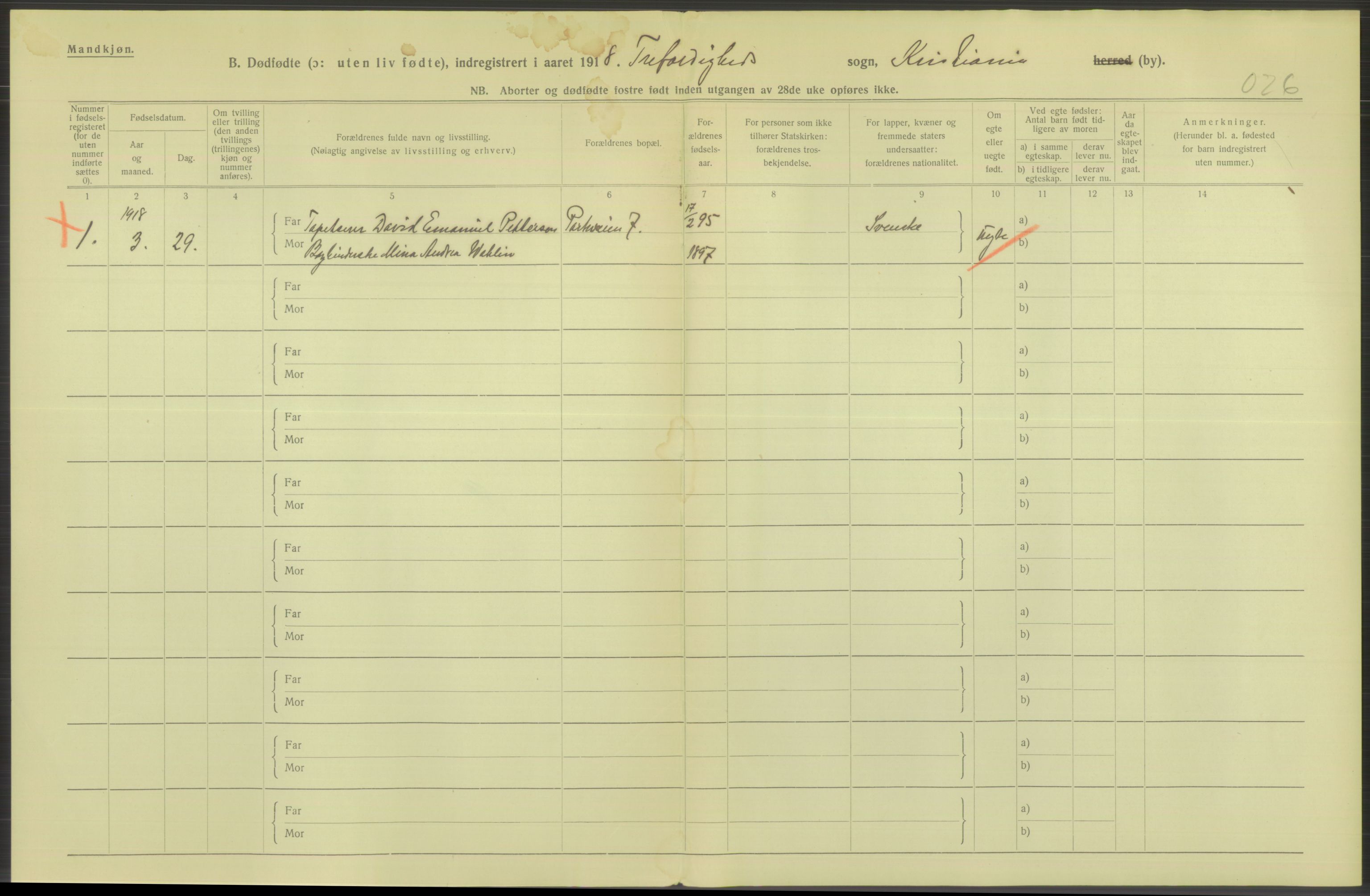 Statistisk sentralbyrå, Sosiodemografiske emner, Befolkning, RA/S-2228/D/Df/Dfb/Dfbh/L0011: Kristiania: Døde, dødfødte, 1918, s. 572