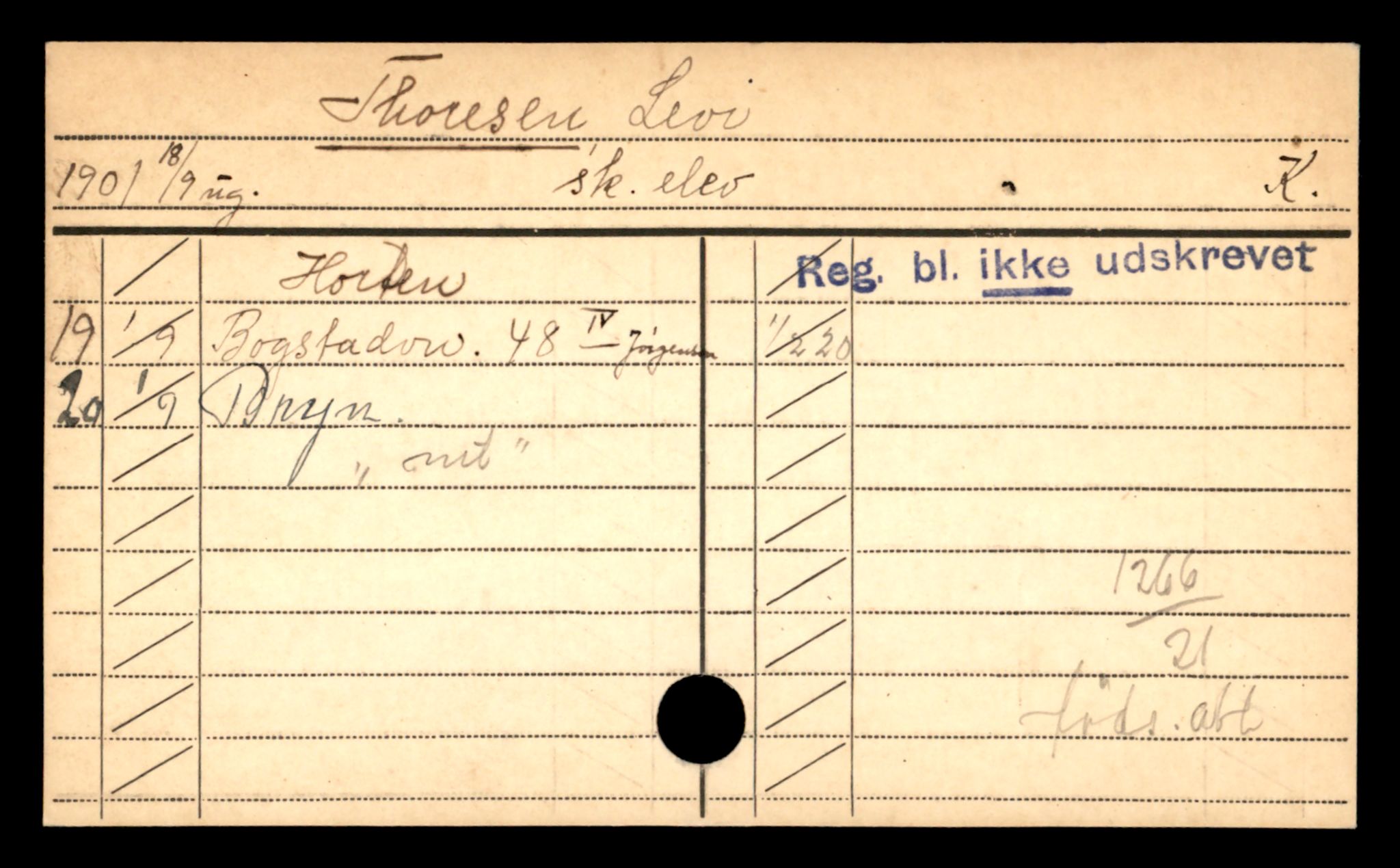 Oslo folkeregister, Registerkort, AV/SAO-A-11715/D/Da/L0093: Menn: Thoresen Leif - Thorvaldsen Peter, 1906-1919