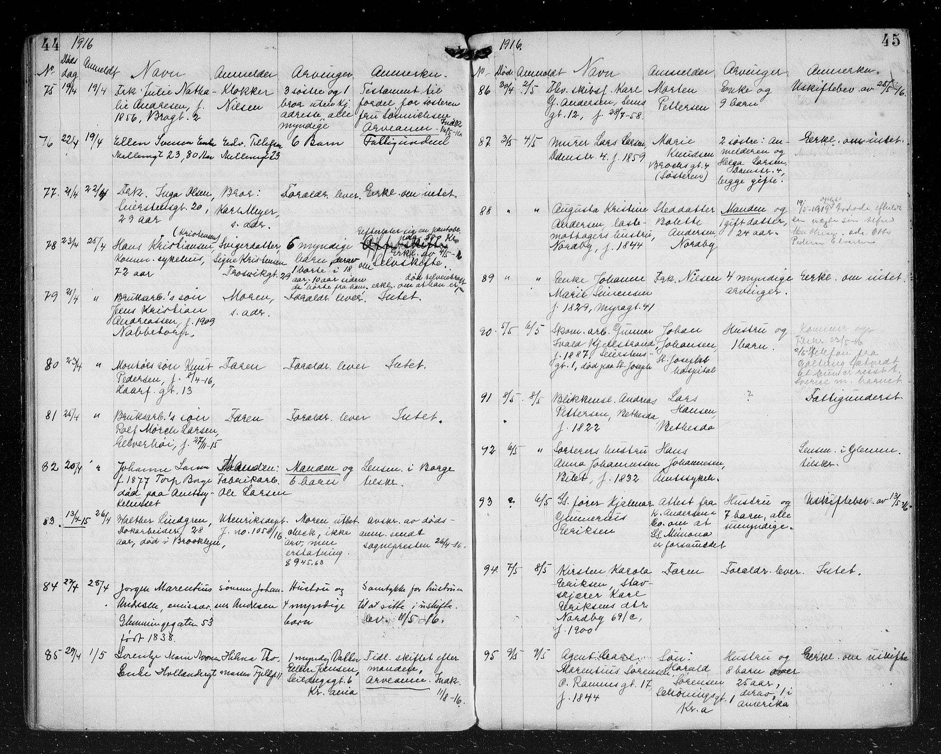 Fredrikstad byfogd, AV/SAO-A-10473a/H/Ha/Hab/L0006: Dødsfallsprotokoll, 1914-1918, s. 44-45