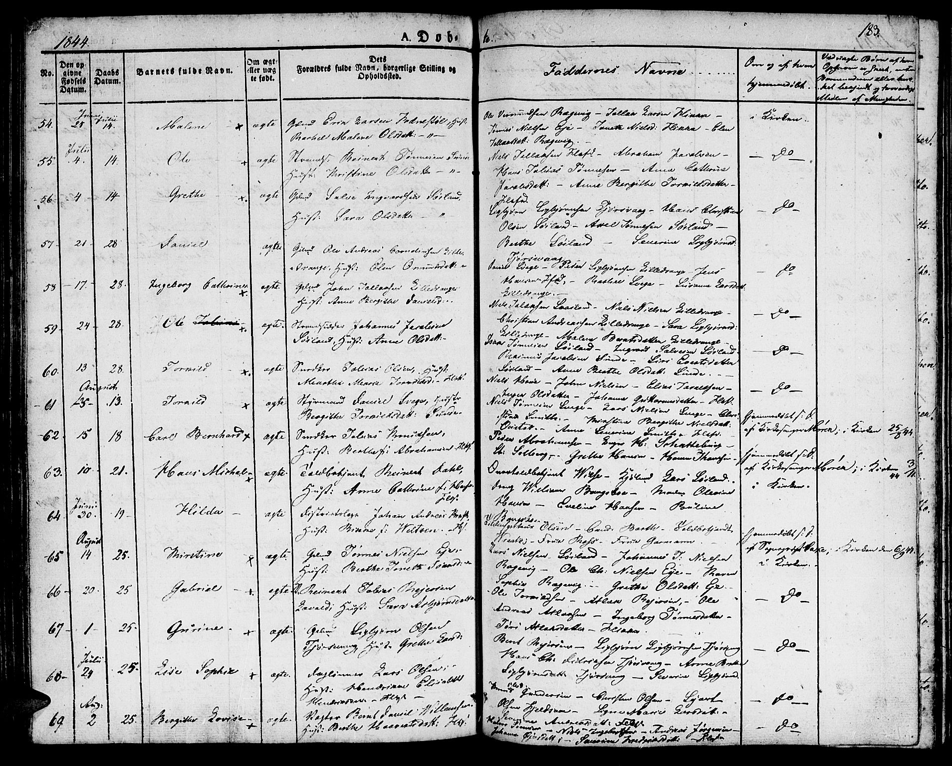 Flekkefjord sokneprestkontor, AV/SAK-1111-0012/F/Fb/Fbc/L0004: Klokkerbok nr. B 4, 1827-1846, s. 183