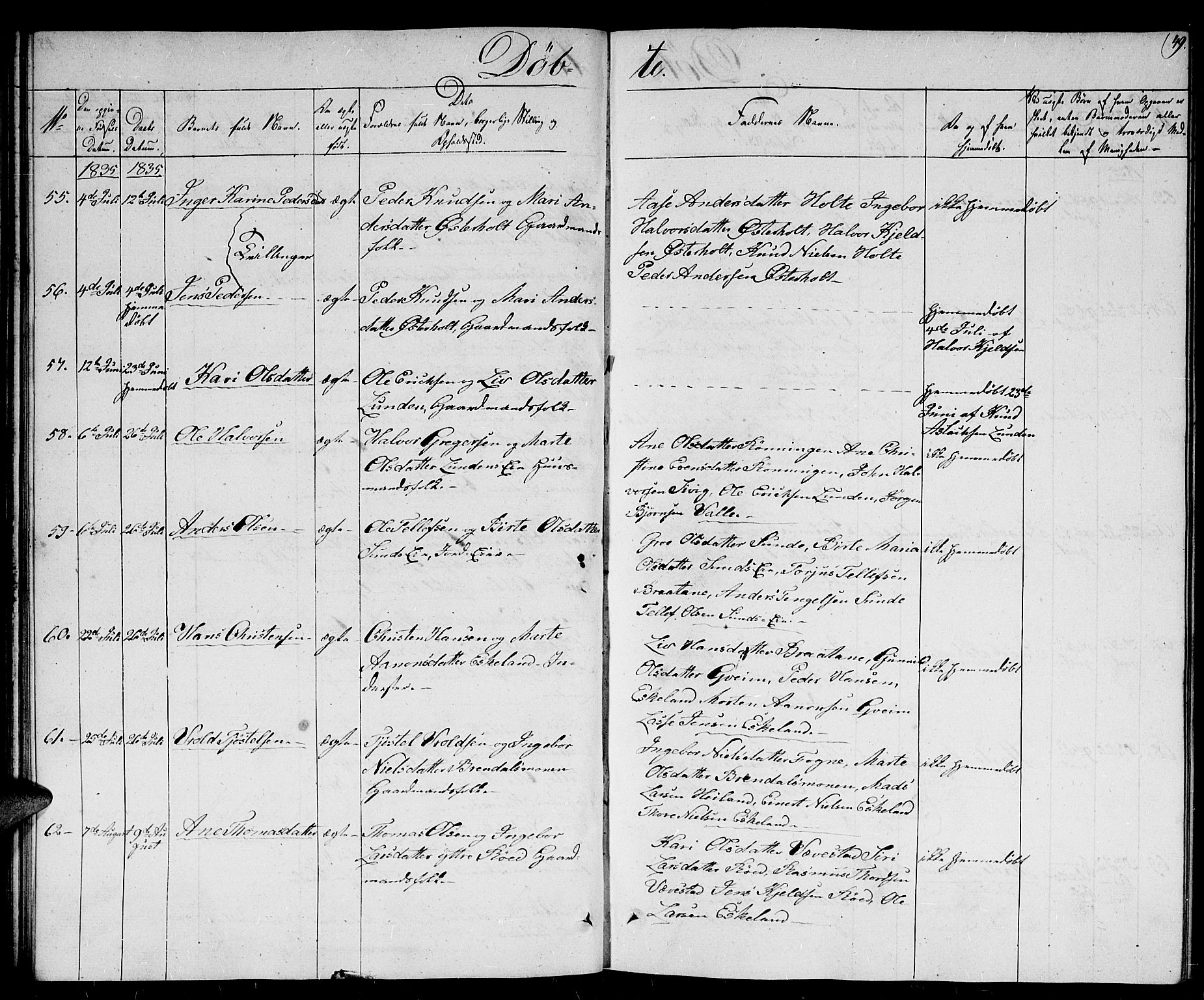 Gjerstad sokneprestkontor, AV/SAK-1111-0014/F/Fb/Fba/L0003: Klokkerbok nr. B 3, 1829-1844, s. 49