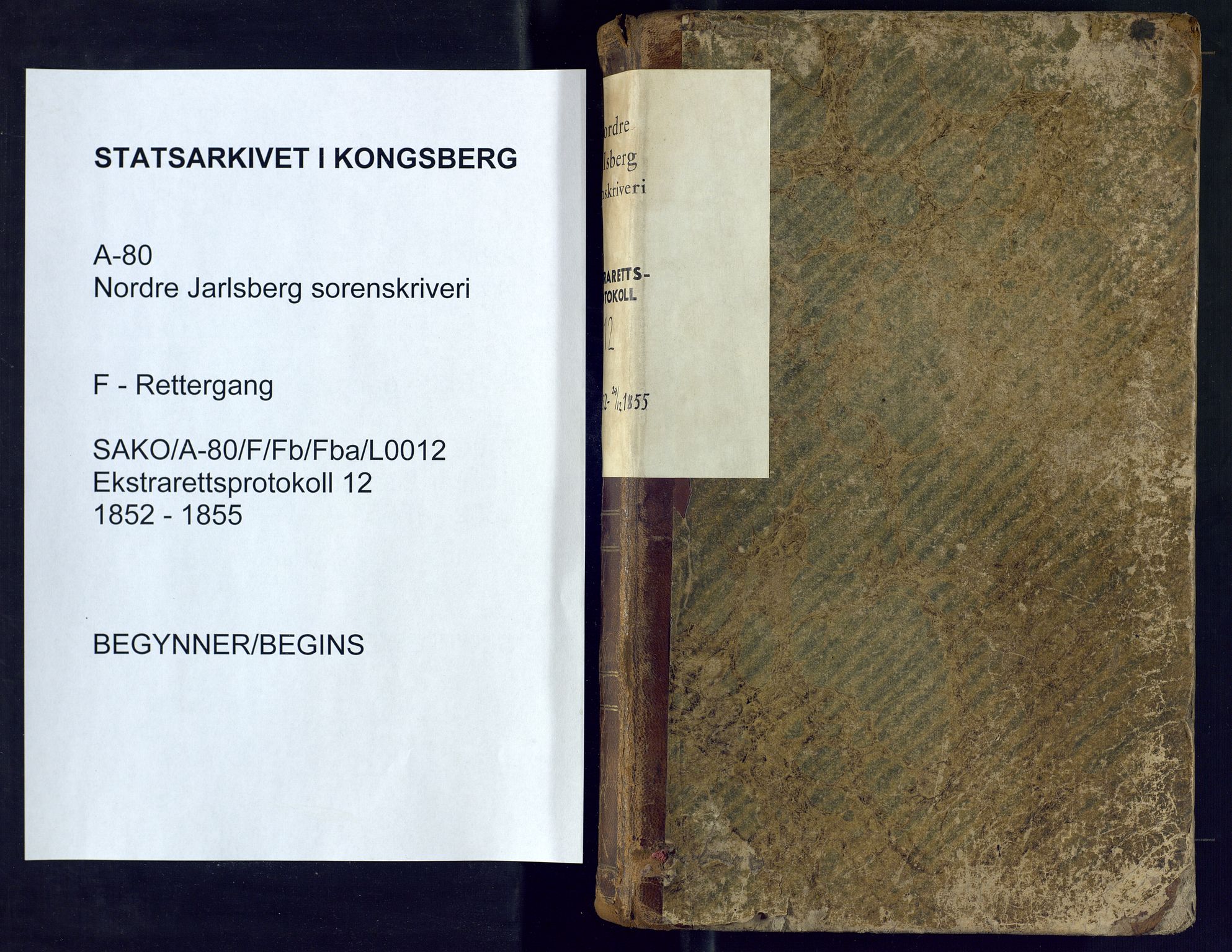 Nordre Jarlsberg sorenskriveri, AV/SAKO-A-80/F/Fb/Fba/L0012: Ekstrarettsprotokoll, 1852-1855