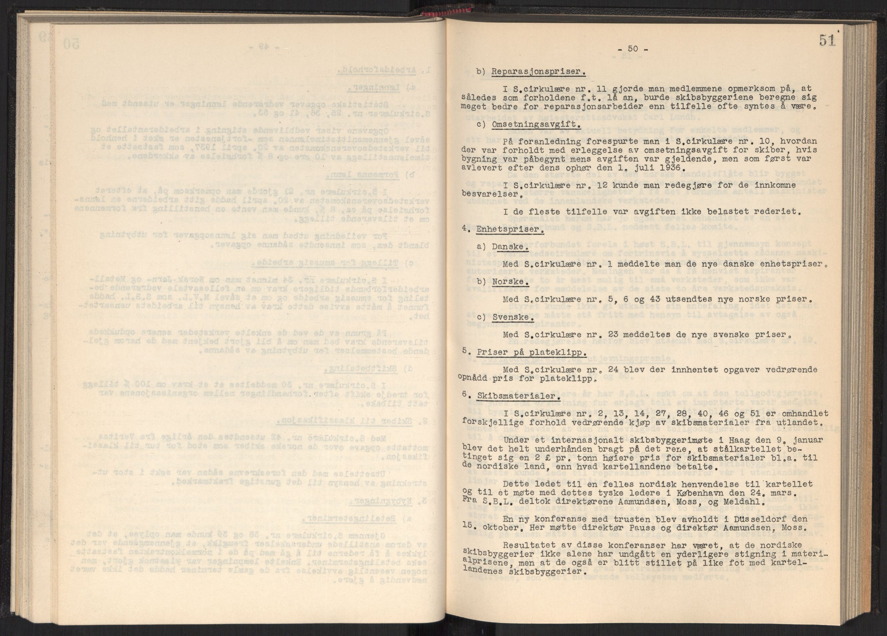 Teknologibedriftenes Landsforening TBL, RA/PA-1700/A/Ad/L0006: Årsberetning med register, 1937-1943, s. 51