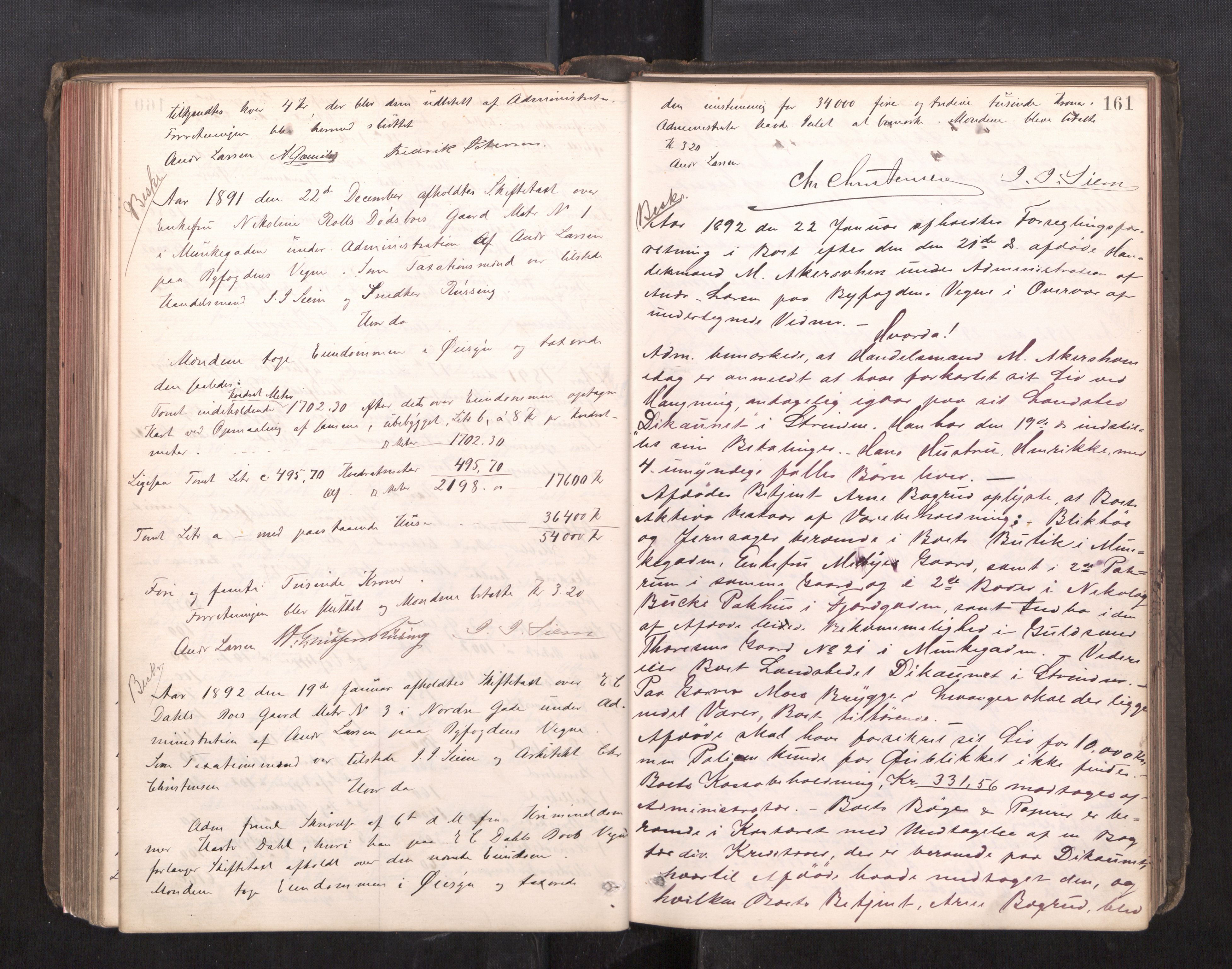 Trondheim byfogd, AV/SAT-A-0003/1/3/3C/L0013: Skifteregistreringsprotokoll - 19/7-14/8. (u/ register), 1887-1893, s. 161