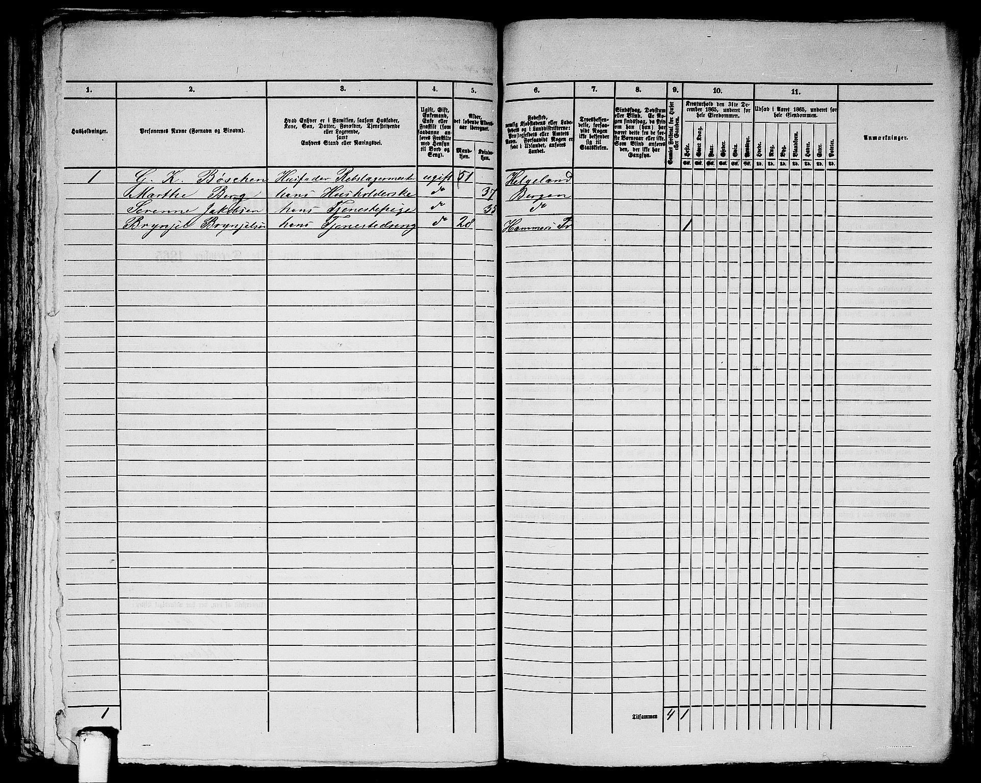 RA, Folketelling 1865 for 1281L Bergen Landdistrikt, Domkirkens landsokn og Korskirkens landsokn, 1865, s. 90