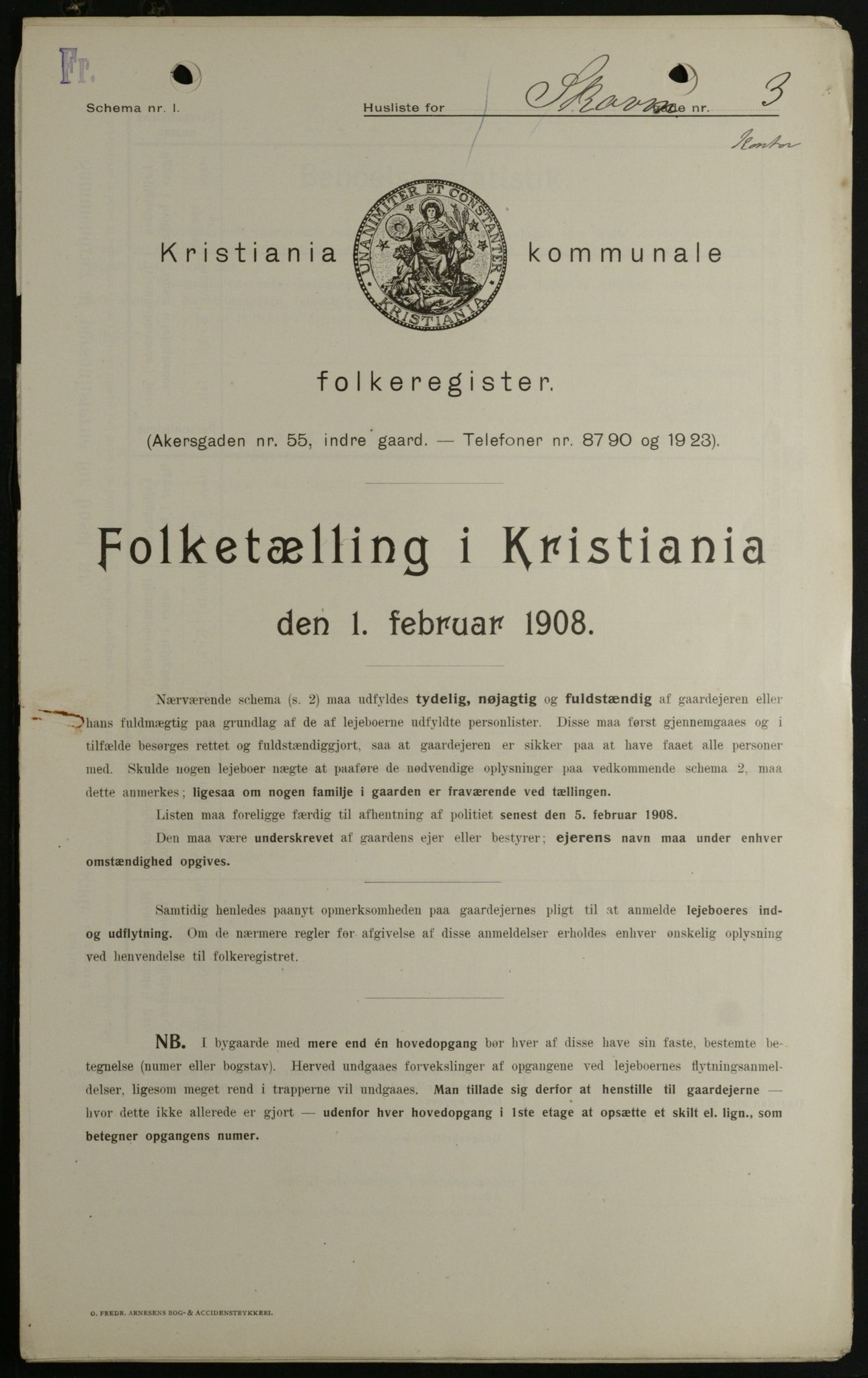 OBA, Kommunal folketelling 1.2.1908 for Kristiania kjøpstad, 1908, s. 86772