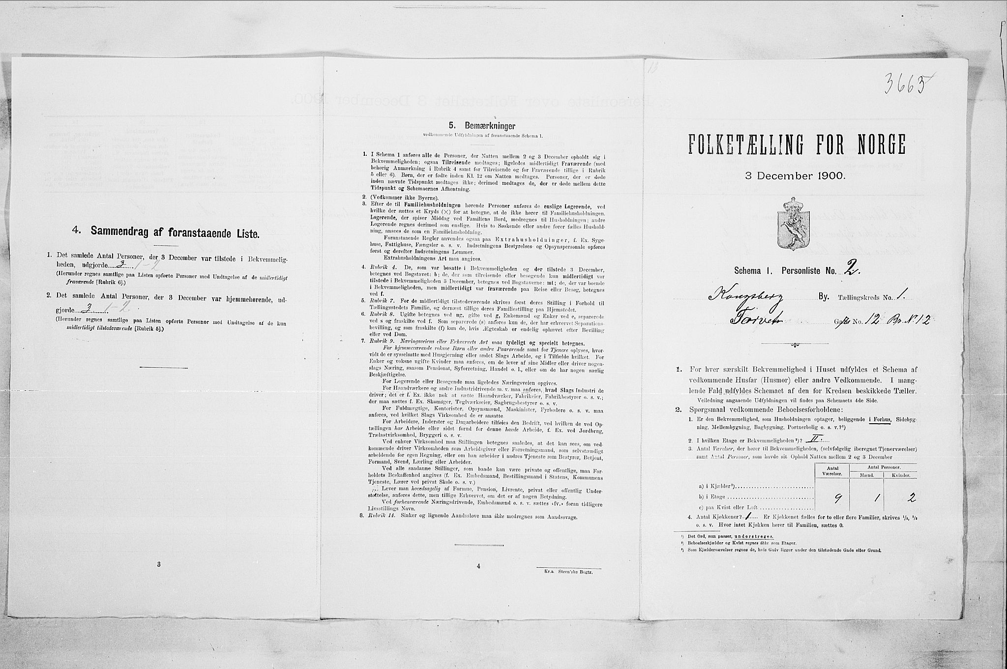 RA, Folketelling 1900 for 0604 Kongsberg kjøpstad, 1900, s. 88