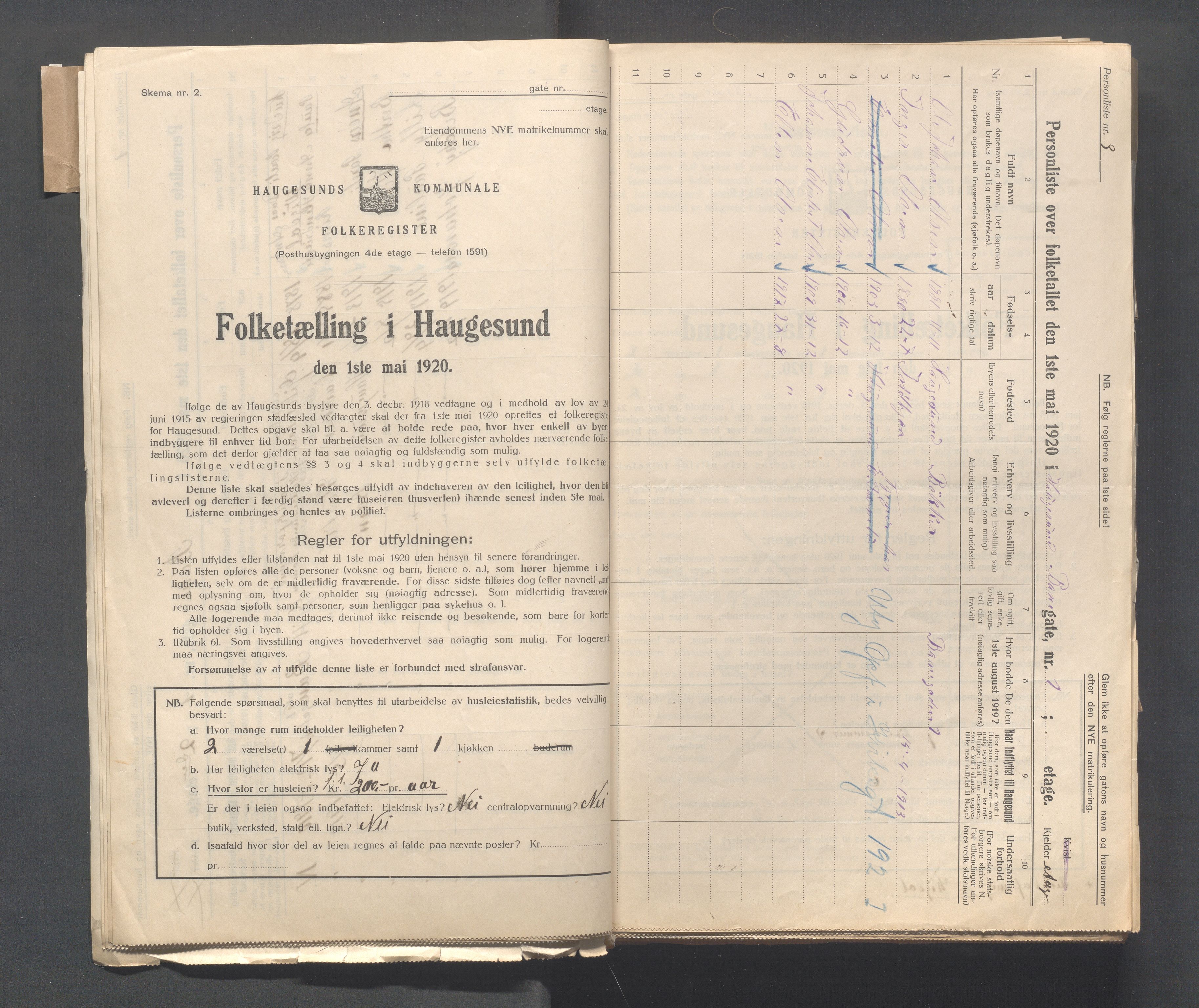 IKAR, Kommunal folketelling 1.5.1920 for Haugesund, 1920, s. 88