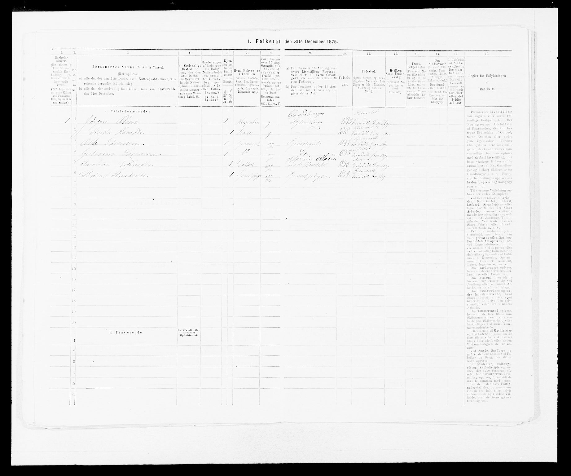 SAB, Folketelling 1875 for 1411P Eivindvik prestegjeld, 1875, s. 910