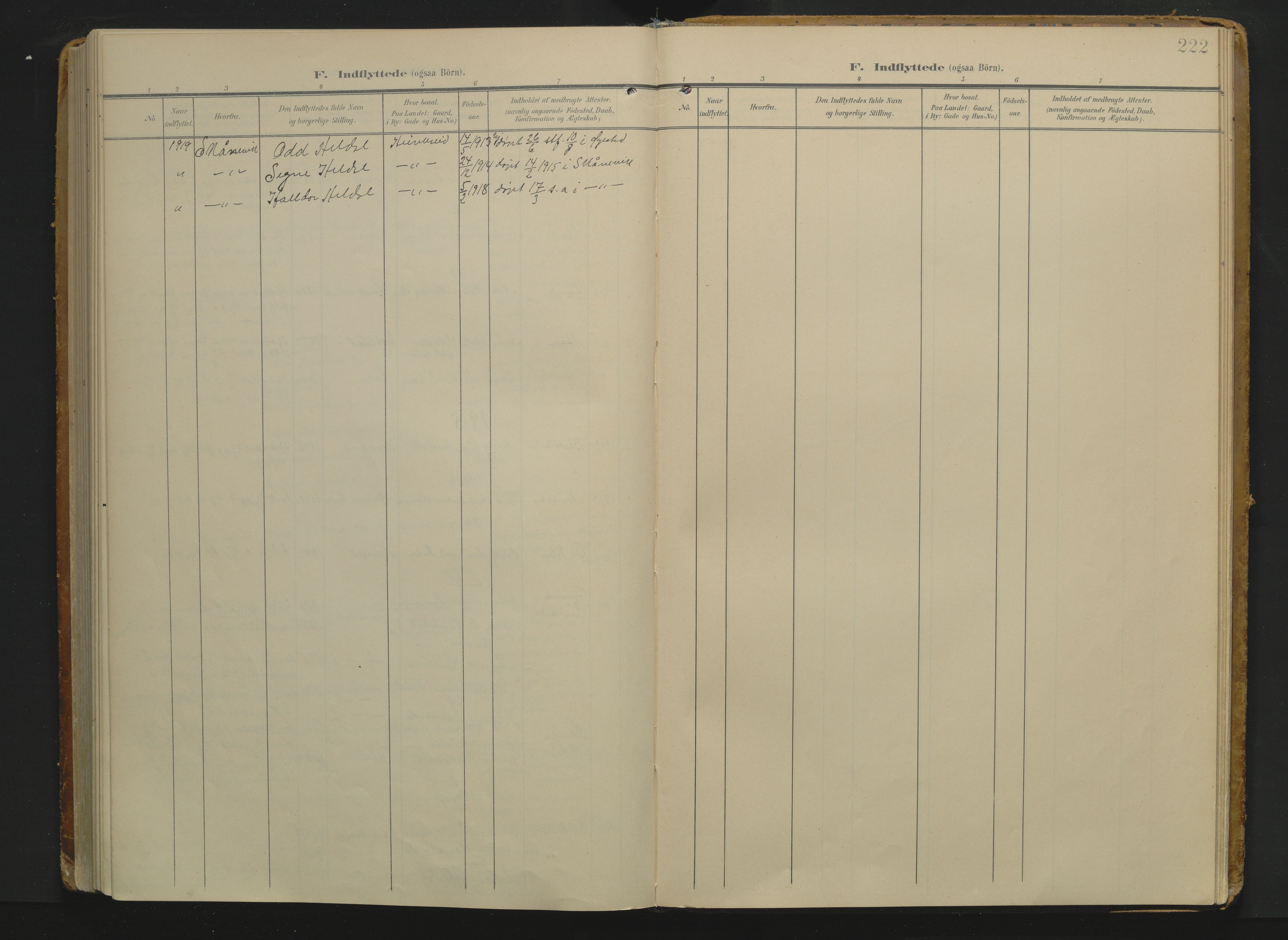 Drangedal kirkebøker, SAKO/A-258/F/Fa/L0014: Ministerialbok nr. 14, 1906-1920, s. 222