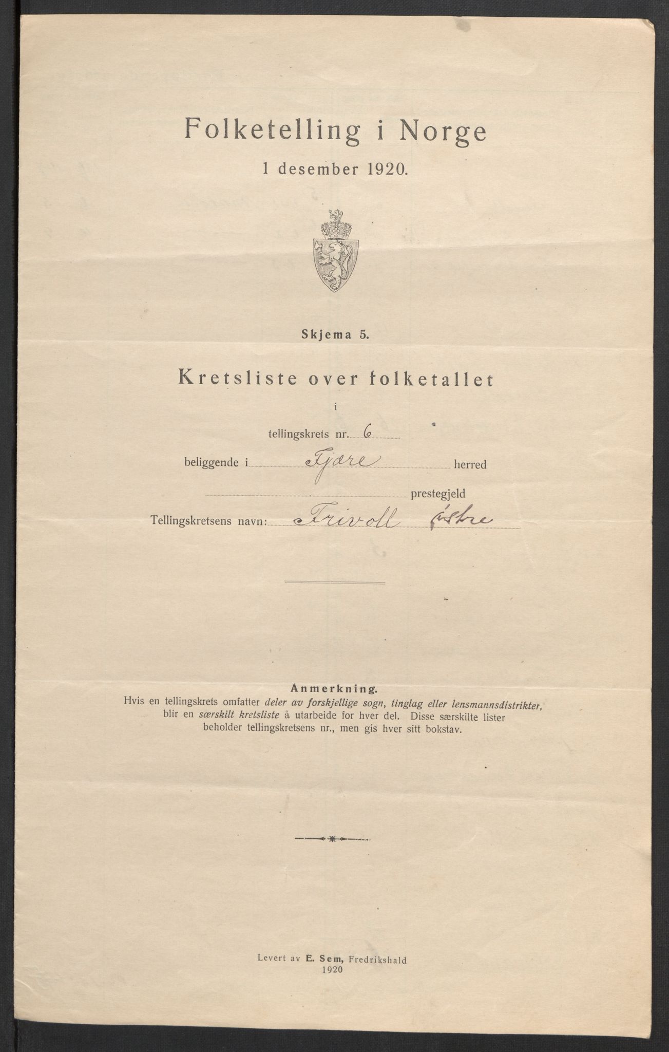 SAK, Folketelling 1920 for 0923 Fjære herred, 1920, s. 33