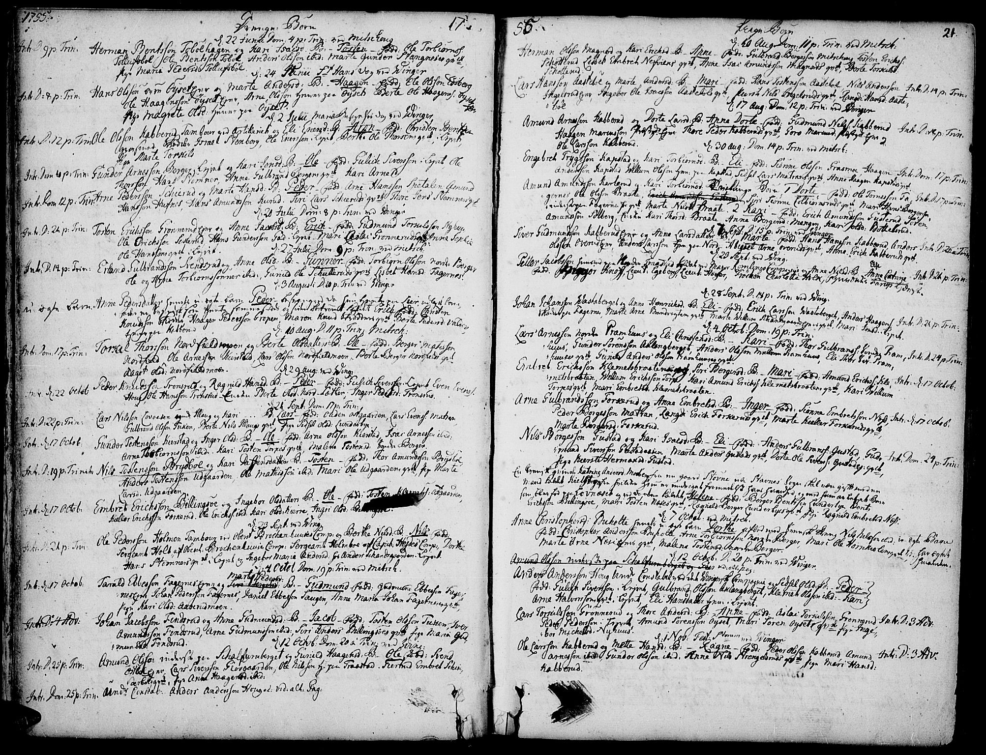 Vinger prestekontor, AV/SAH-PREST-024/H/Ha/Haa/L0003: Ministerialbok nr. 3, 1751-1772, s. 21