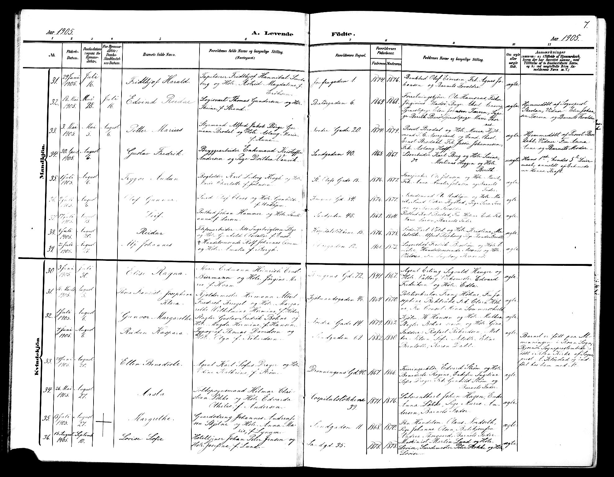 Ministerialprotokoller, klokkerbøker og fødselsregistre - Sør-Trøndelag, SAT/A-1456/602/L0146: Klokkerbok nr. 602C14, 1904-1914, s. 7