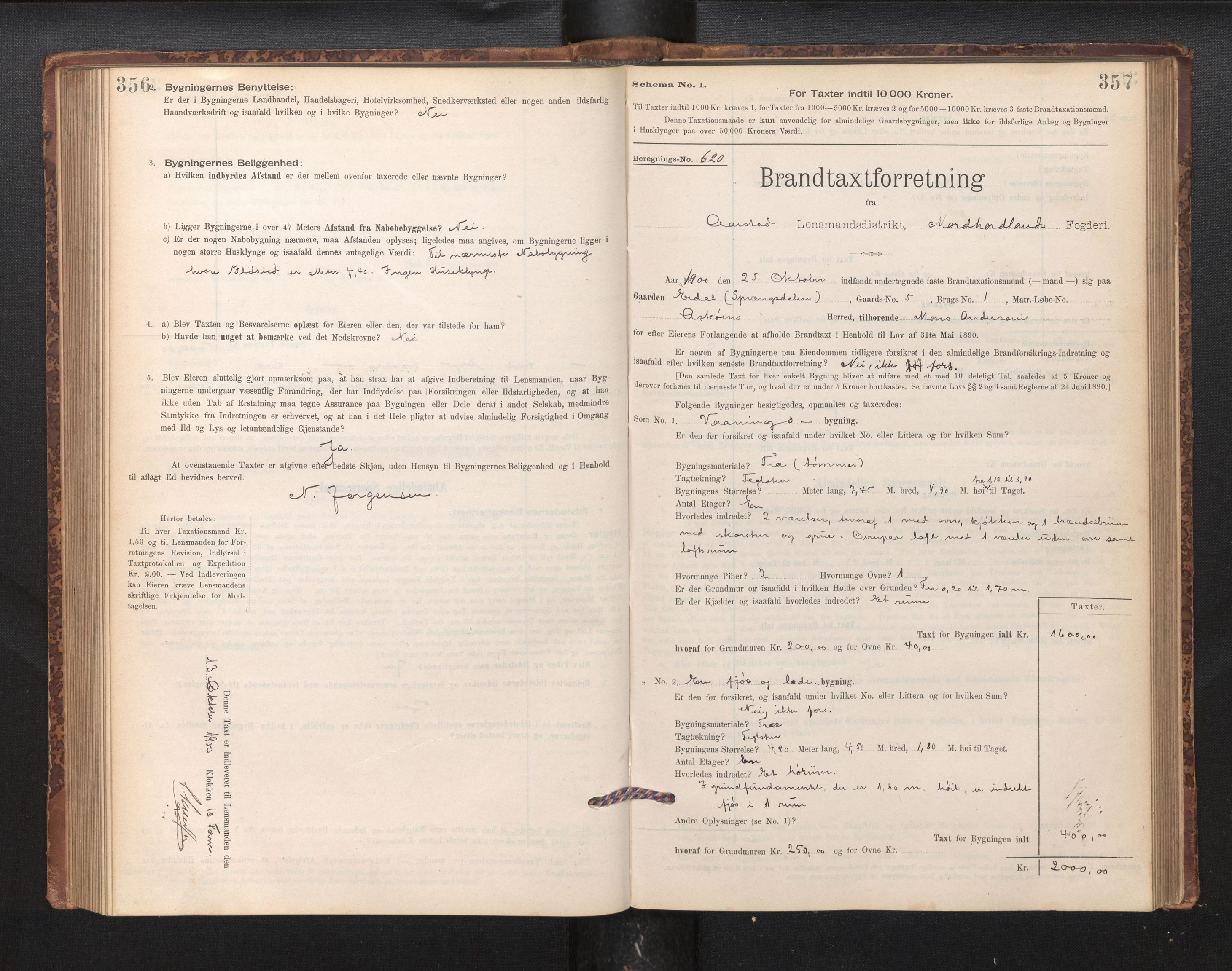 Lensmannen i Årstad, AV/SAB-A-36201/0012/L0011: Branntakstprotokoll,skjematakst, 1895-1901, s. 356-357