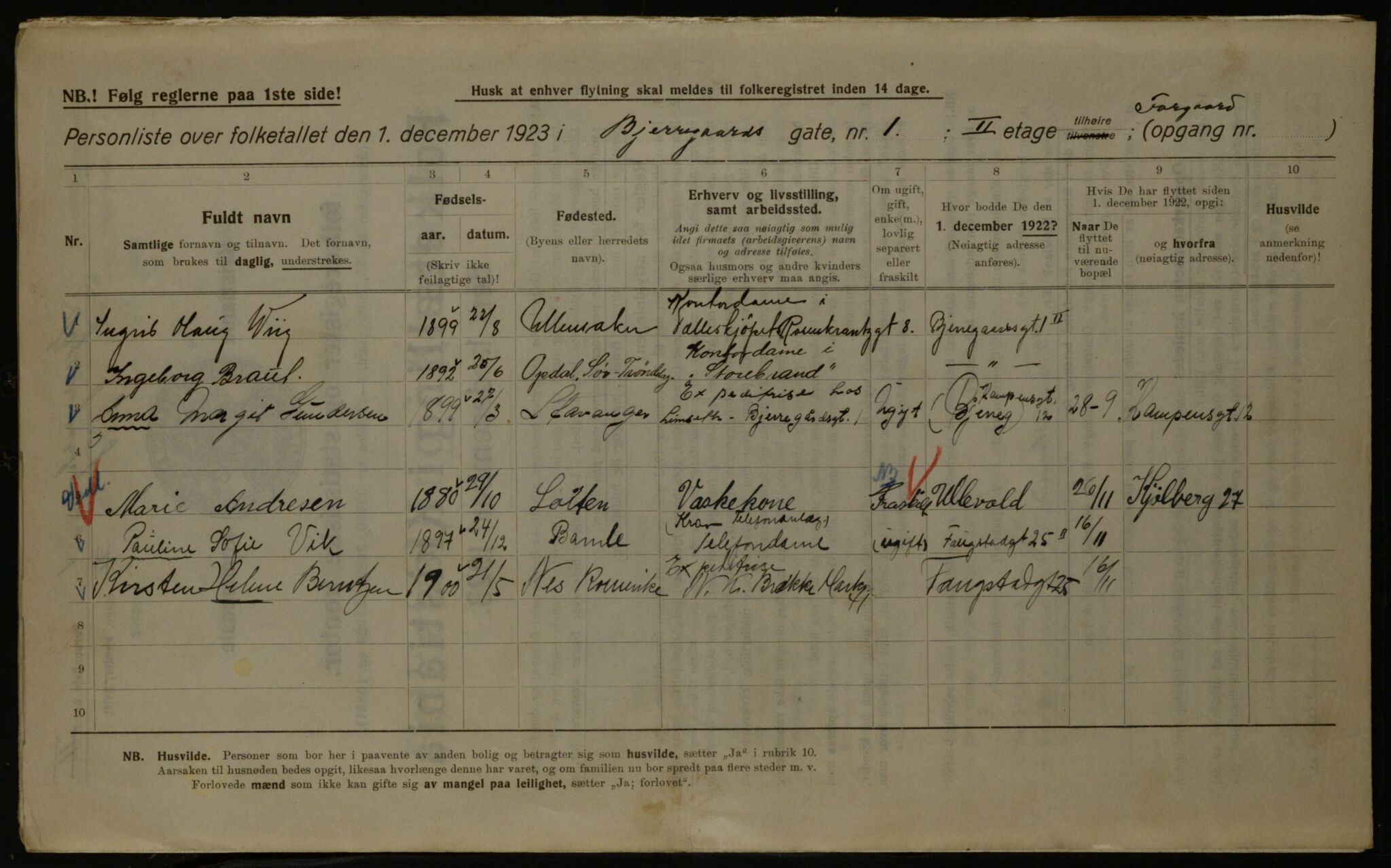 OBA, Kommunal folketelling 1.12.1923 for Kristiania, 1923, s. 6481