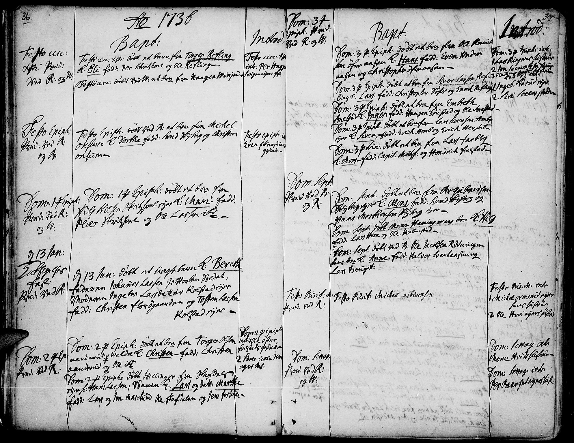 Ringsaker prestekontor, AV/SAH-PREST-014/K/Ka/L0001: Ministerialbok nr. 1, 1734-1746, s. 36-37