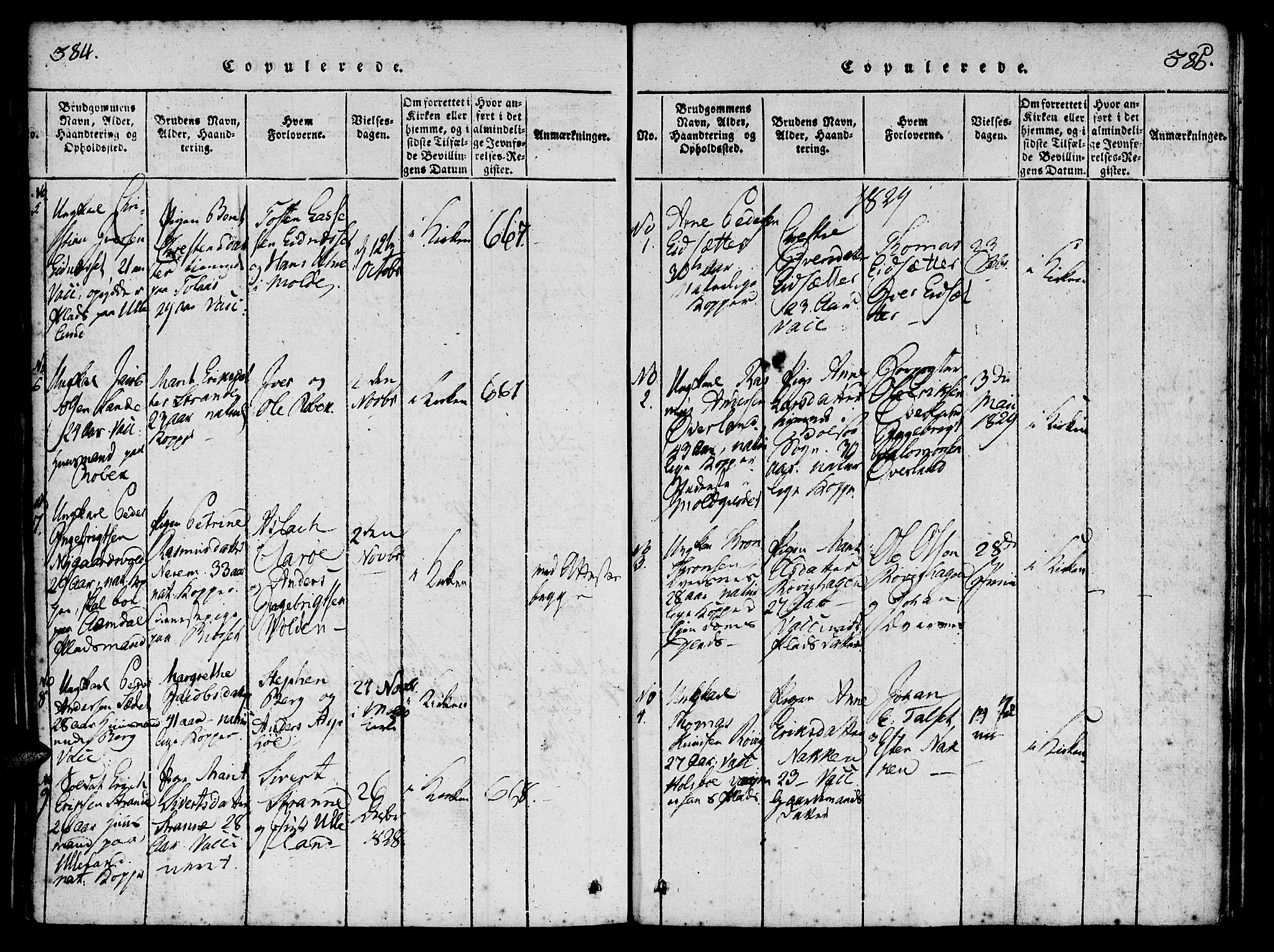 Ministerialprotokoller, klokkerbøker og fødselsregistre - Møre og Romsdal, SAT/A-1454/555/L0652: Ministerialbok nr. 555A03, 1817-1843, s. 384-385