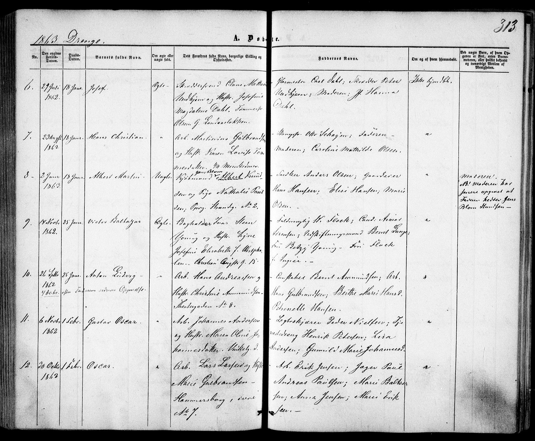 Trefoldighet prestekontor Kirkebøker, AV/SAO-A-10882/F/Fa/L0001: Ministerialbok nr. I 1, 1858-1863, s. 313