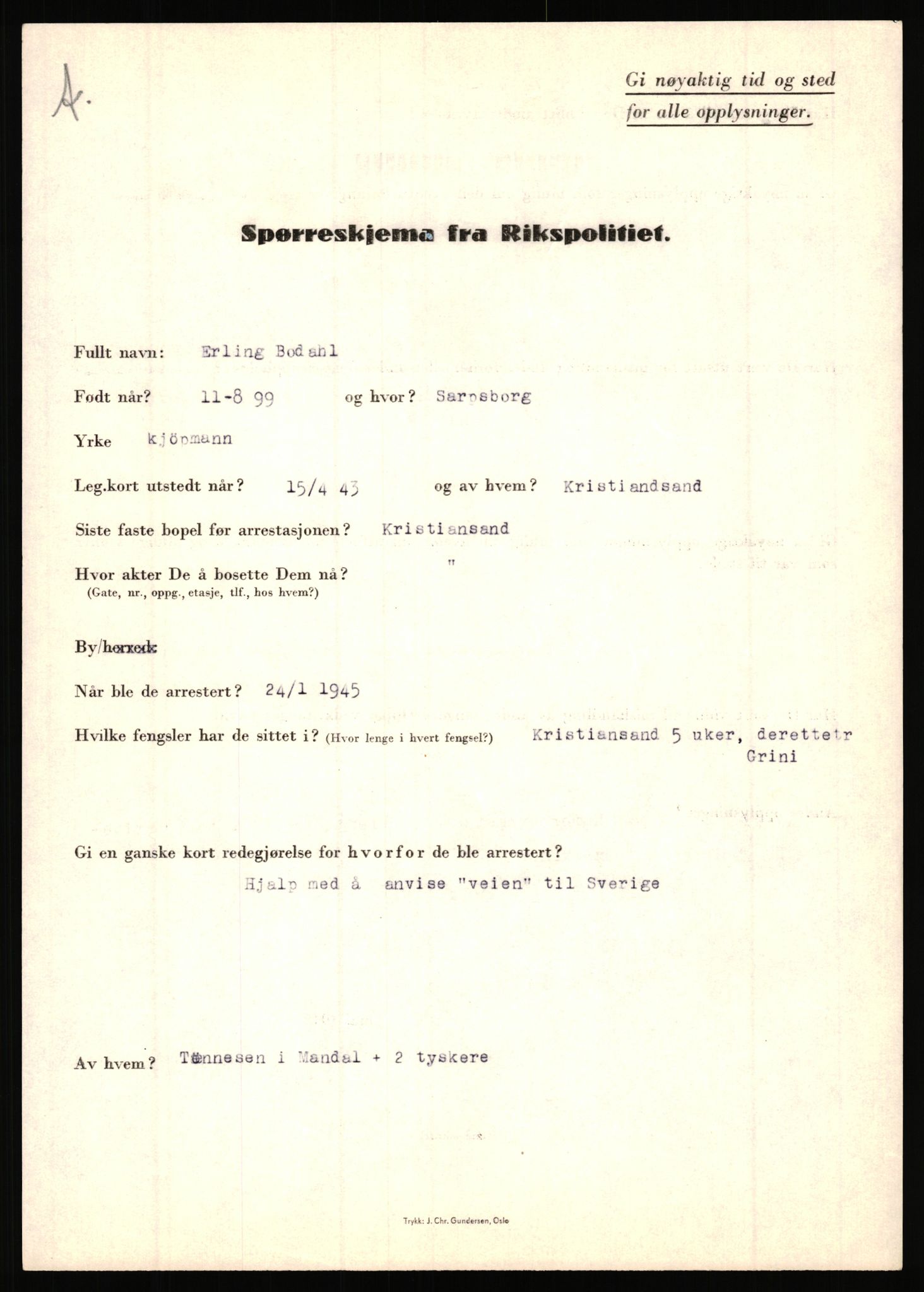 Rikspolitisjefen, AV/RA-S-1560/L/L0002: Berg, Alf - Bråthen, Thorleif, 1940-1945, s. 687