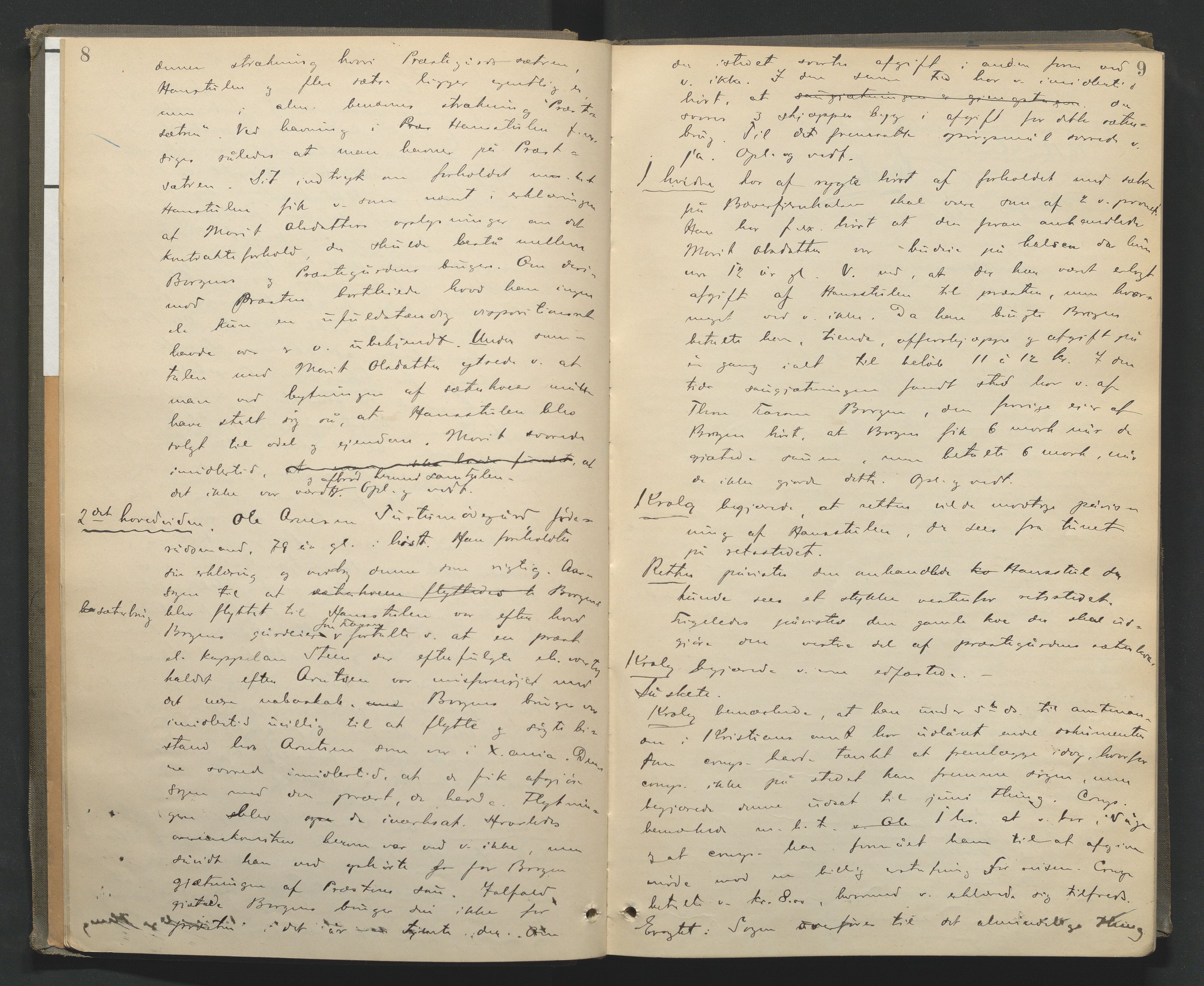 Nord-Gudbrandsdal tingrett, AV/SAH-TING-002/G/Gc/Gcb/L0005: Ekstrarettsprotokoll for åstedssaker, 1889-1900, s. 8-9