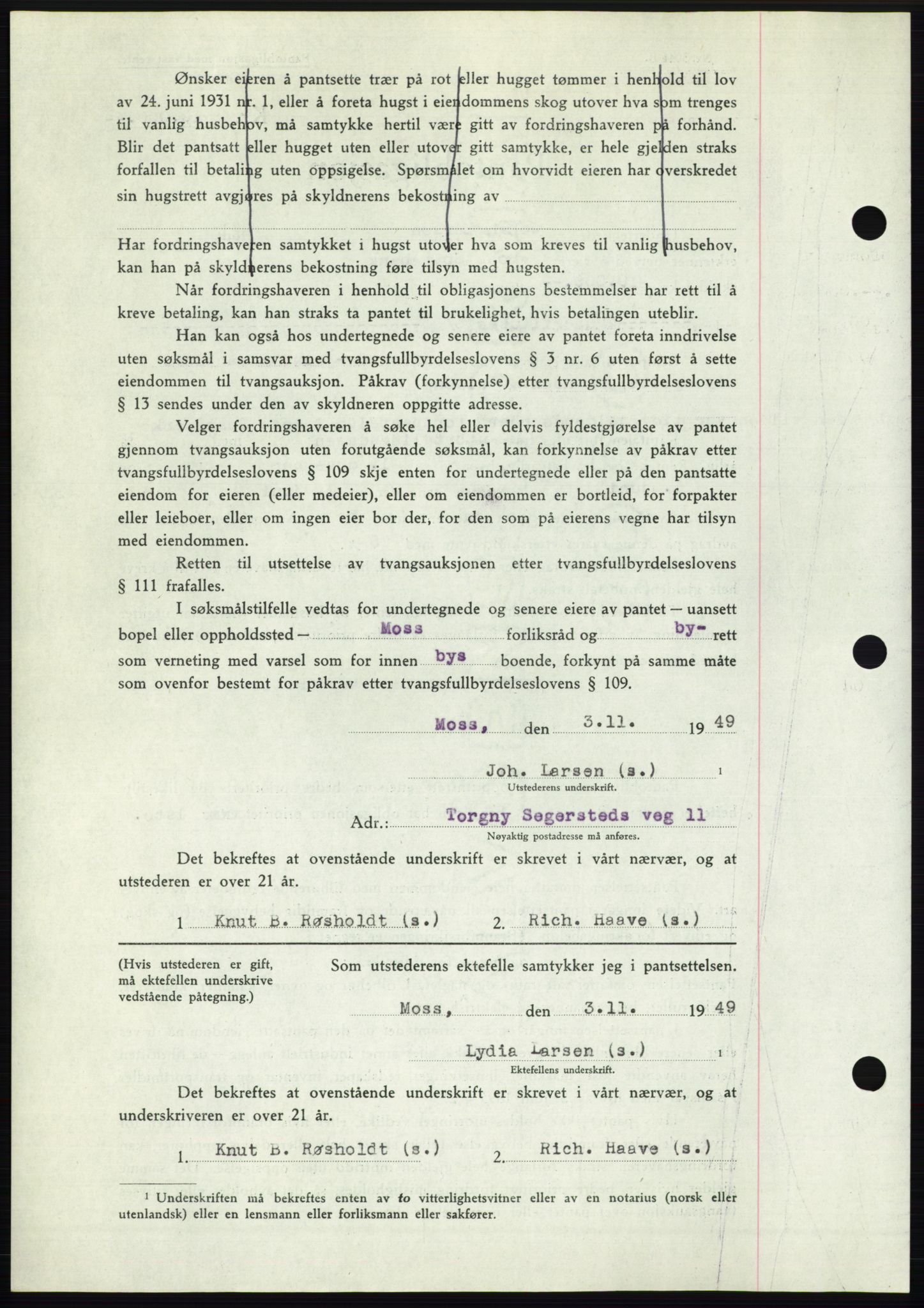Moss sorenskriveri, SAO/A-10168: Pantebok nr. B23, 1949-1950, Dagboknr: 3363/1949