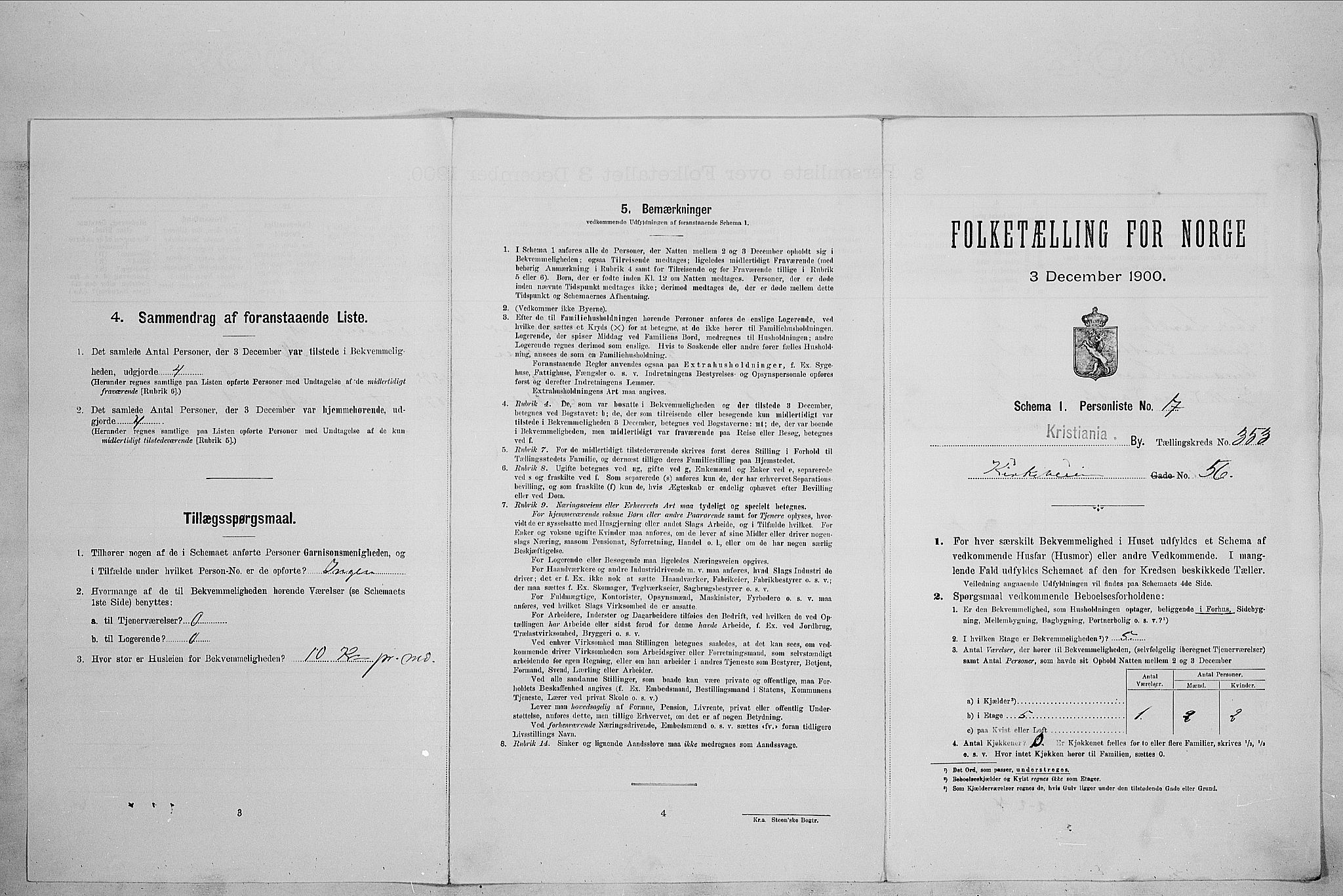 SAO, Folketelling 1900 for 0301 Kristiania kjøpstad, 1900, s. 46123