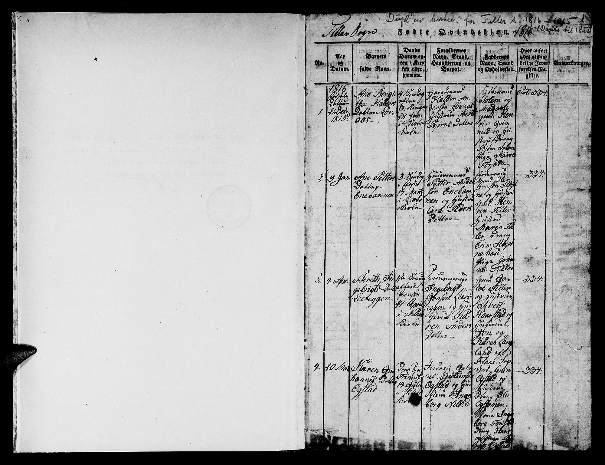 Ministerialprotokoller, klokkerbøker og fødselsregistre - Sør-Trøndelag, AV/SAT-A-1456/621/L0458: Klokkerbok nr. 621C01, 1816-1865, s. 1