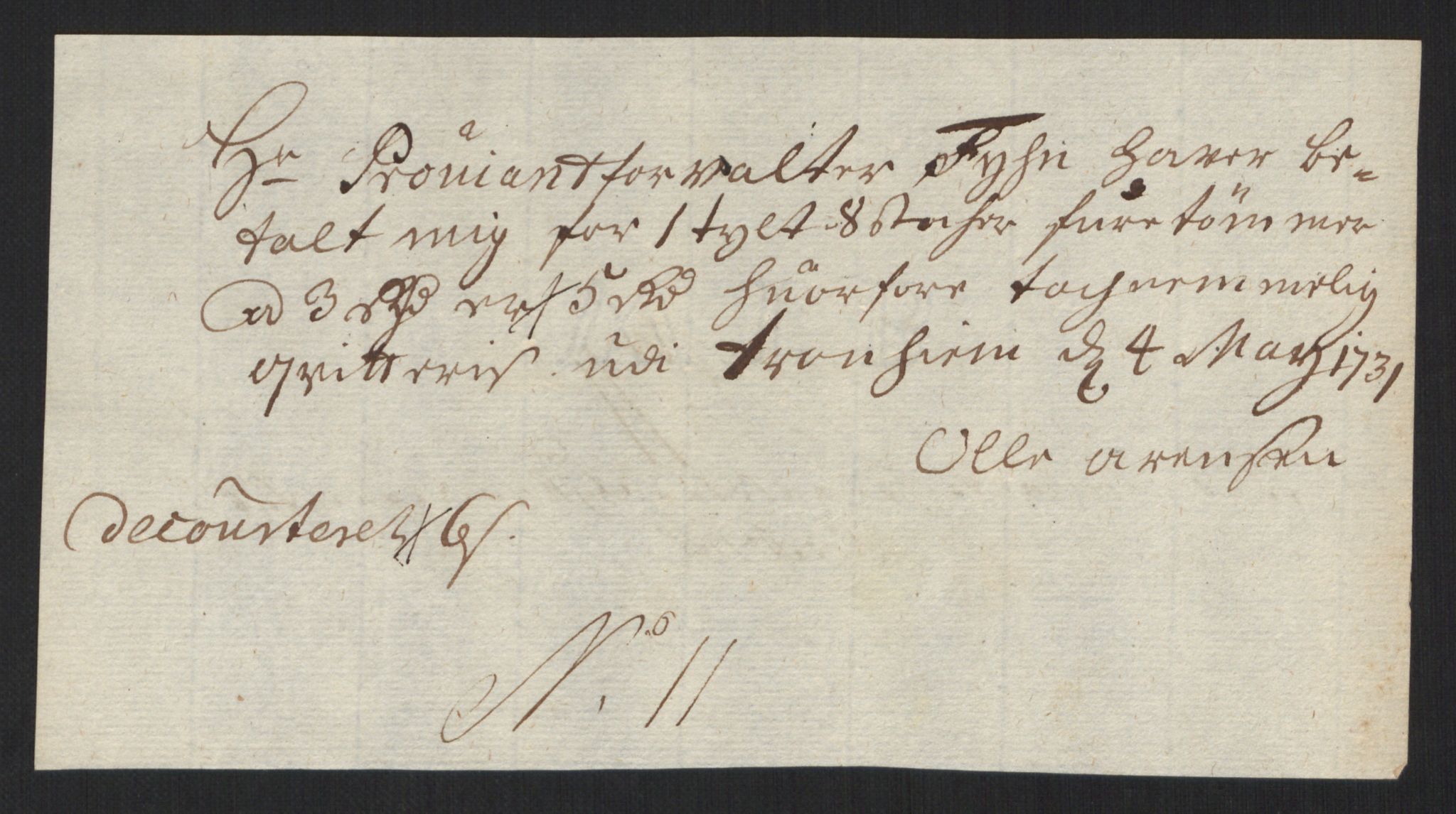 Rentekammeret inntil 1814, Reviderte regnskaper, Militære regnskaper, AV/RA-EA-4069/Rd/L0649: Trondheim festningsregnskaper, 1731