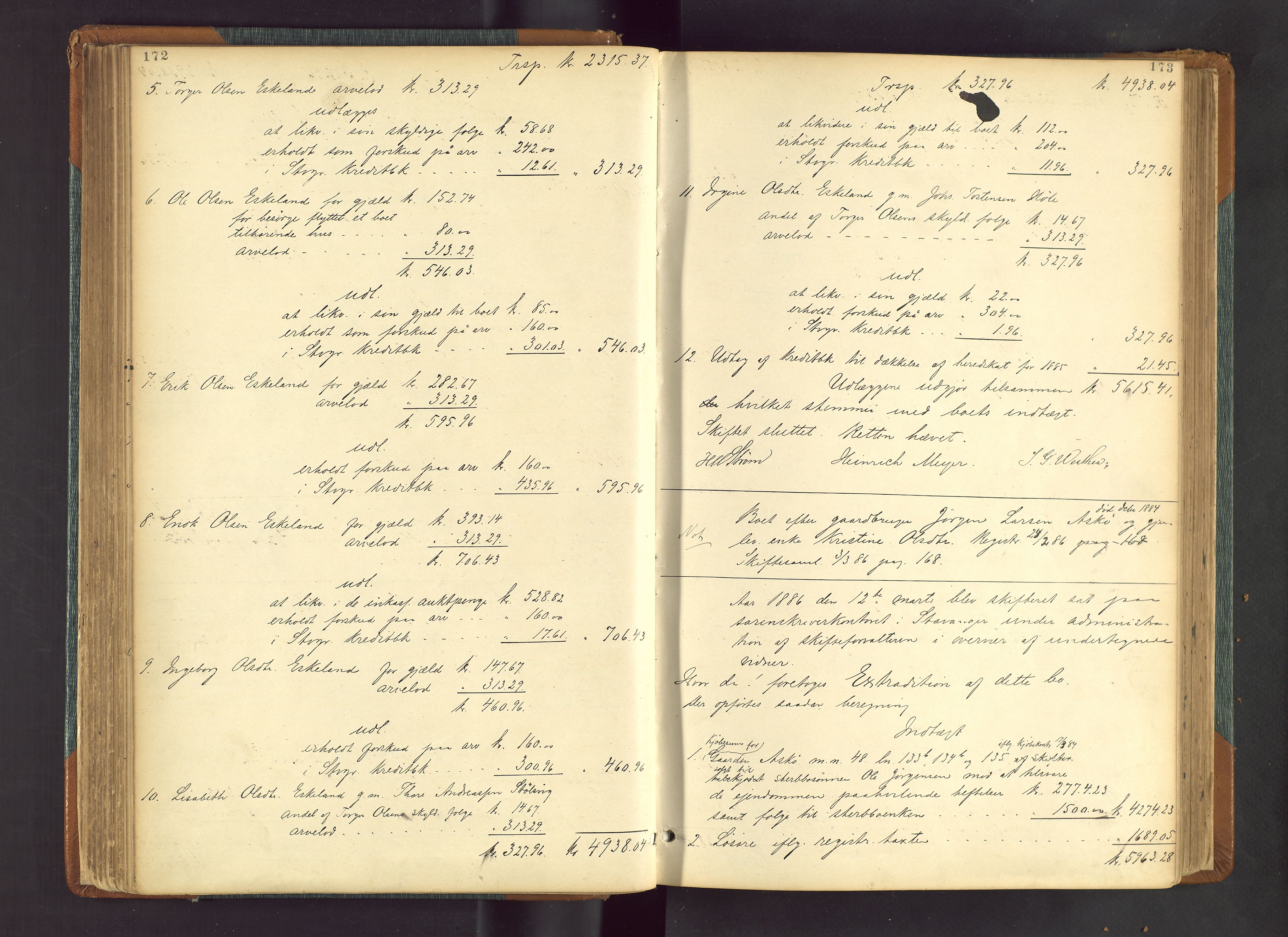 Ryfylke tingrett, AV/SAST-A-100055/001/IV/IVF/L0013: Skifteforhandlingsprotokoll D2 Høle og Rennesøy, 1880-1902, s. 172-173